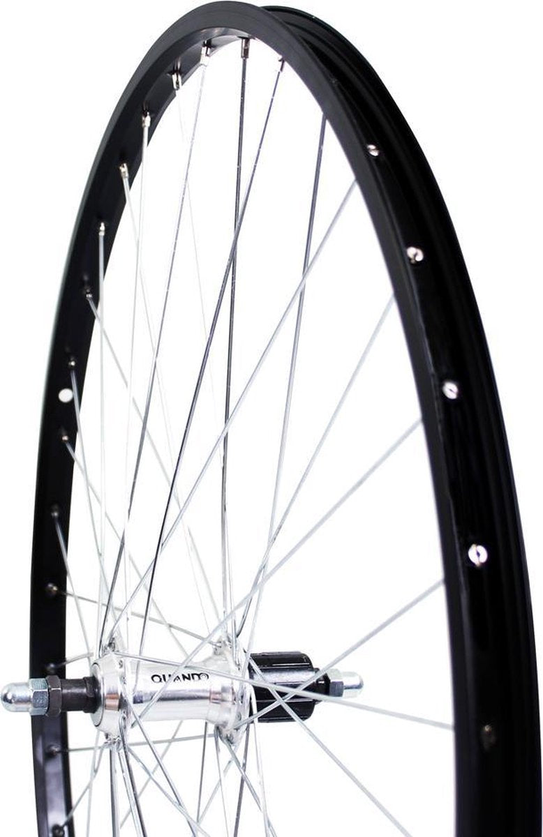 Roland achterwiel 28 vast cass 7v Alu AS26 zwart zink spk - AE-trading