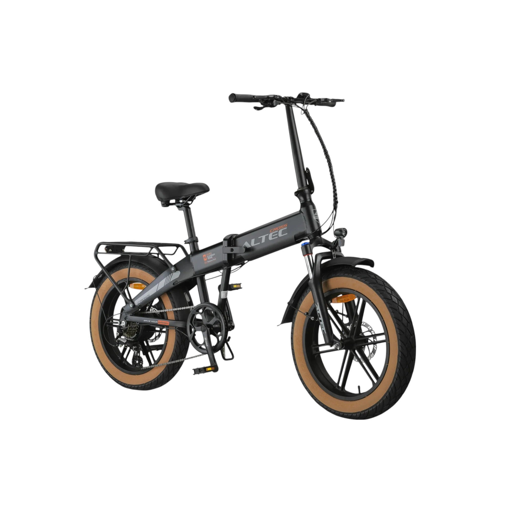 Altec Cross - Elektrische Fatbike-Vouwfiets - Mat Zwart - 20 inch - 39 cm - Accu 468Wh 36V, 13Ah - 250W Ananda Achterwielmotor - Shimano Speed 7 Versnellingen - Hydraulische Schijfremmen