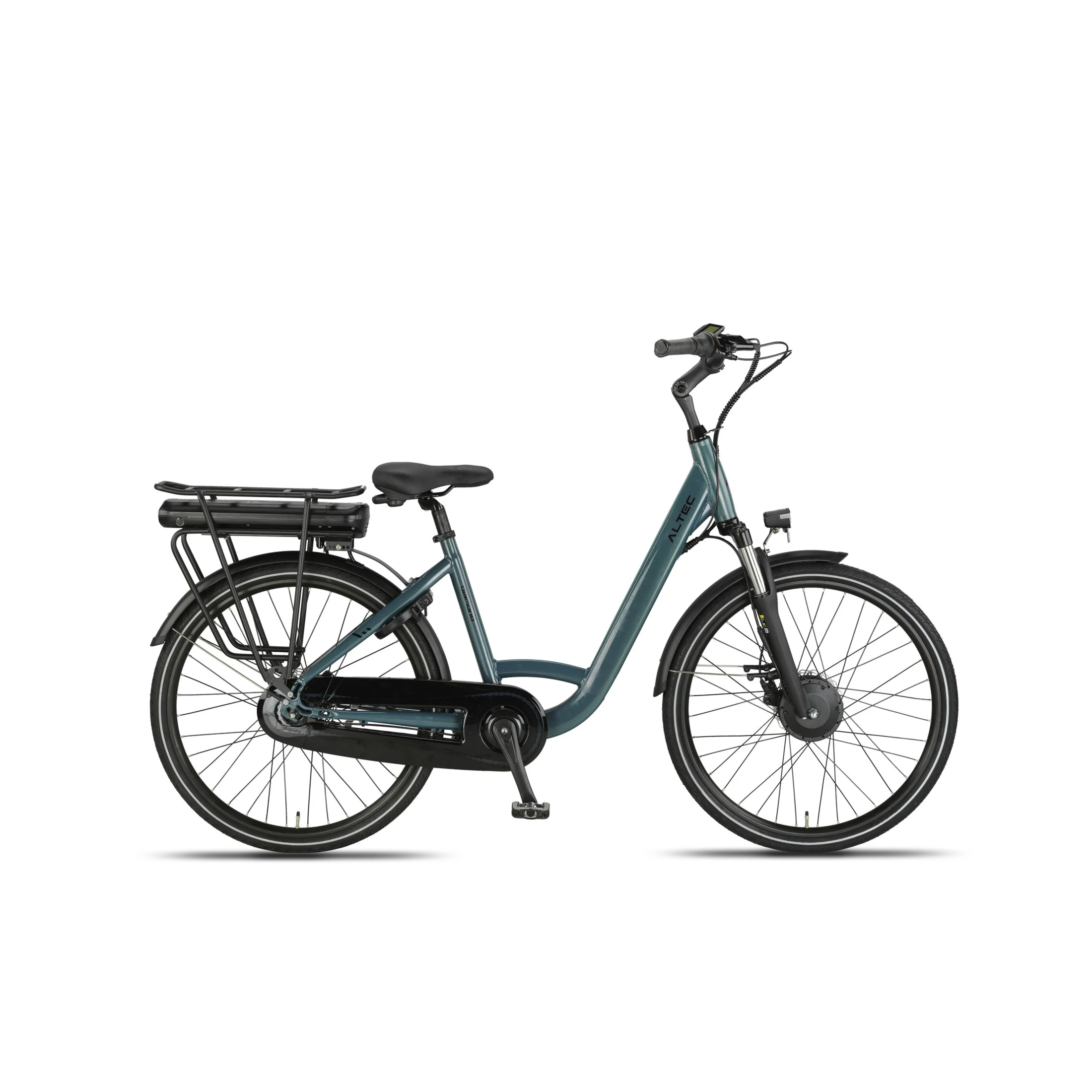 Altec Diamond - Elektrische Fiets - Glazuur Blauw - 26 inch - 44 cm - 250W 42Nm Voorwielmotor - Accu 468Wh 36V, 13Ah - Shimano Nexus 7 Versnellingen - Hydraulische Remmen