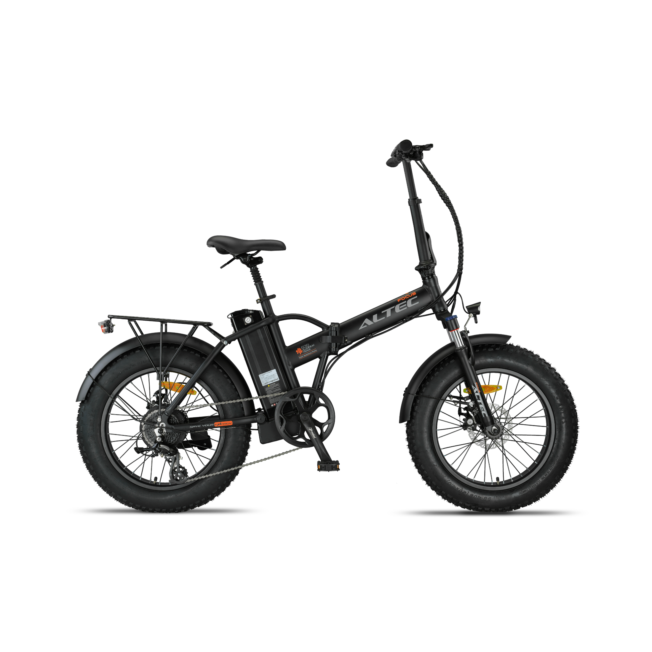 Altec Focus - Elektrische Vouwfiets - Mat Zwart - 20 inch - Accu 468Wh 36V, 13 Ah - 250W 60Nm Achterwielmotor - Shimano 8 Versnellingen