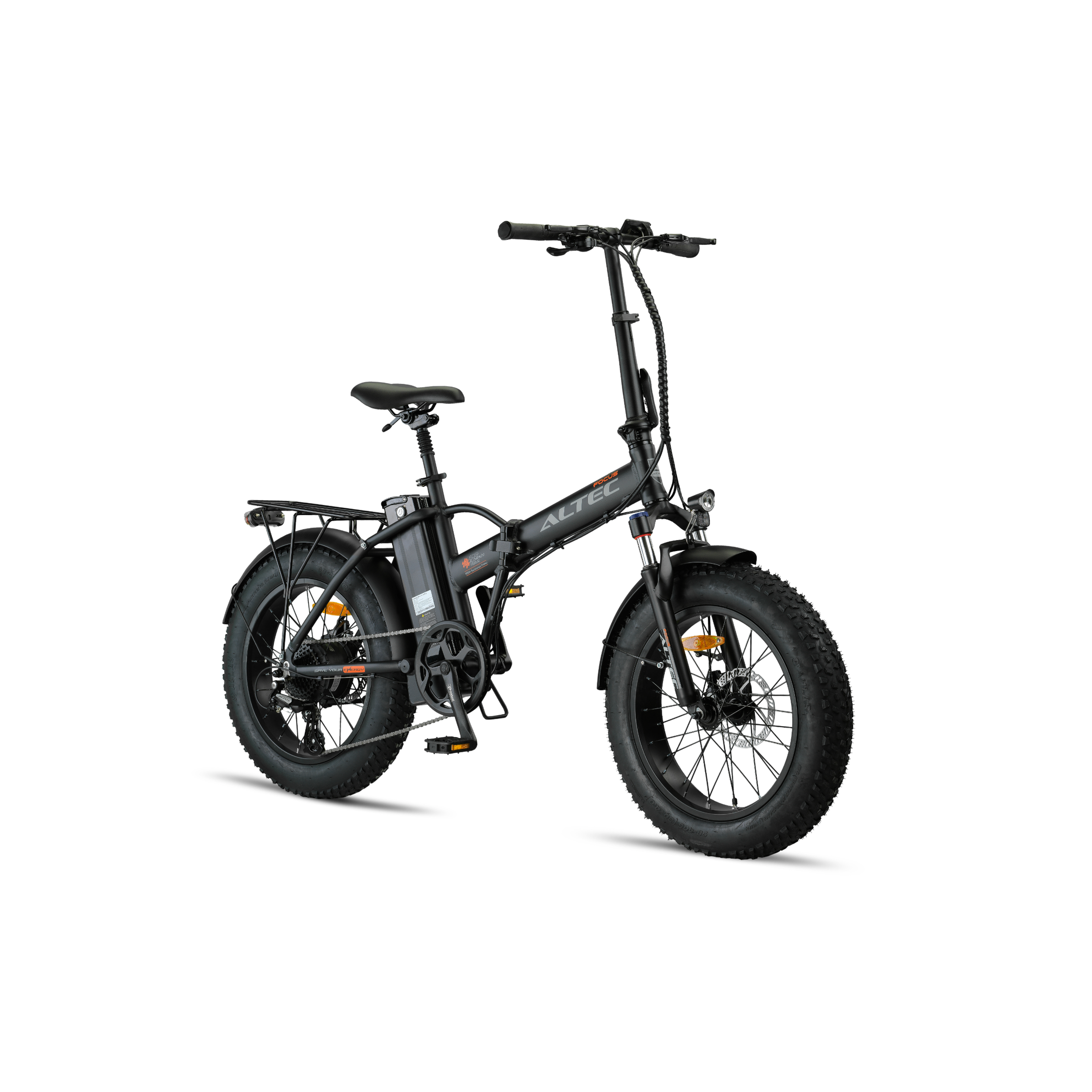 Altec Focus - Elektrische Vouwfiets - Mat Zwart - 20 inch - Accu 468Wh 36V, 13 Ah - 250W 60Nm Achterwielmotor - Shimano 8 Versnellingen