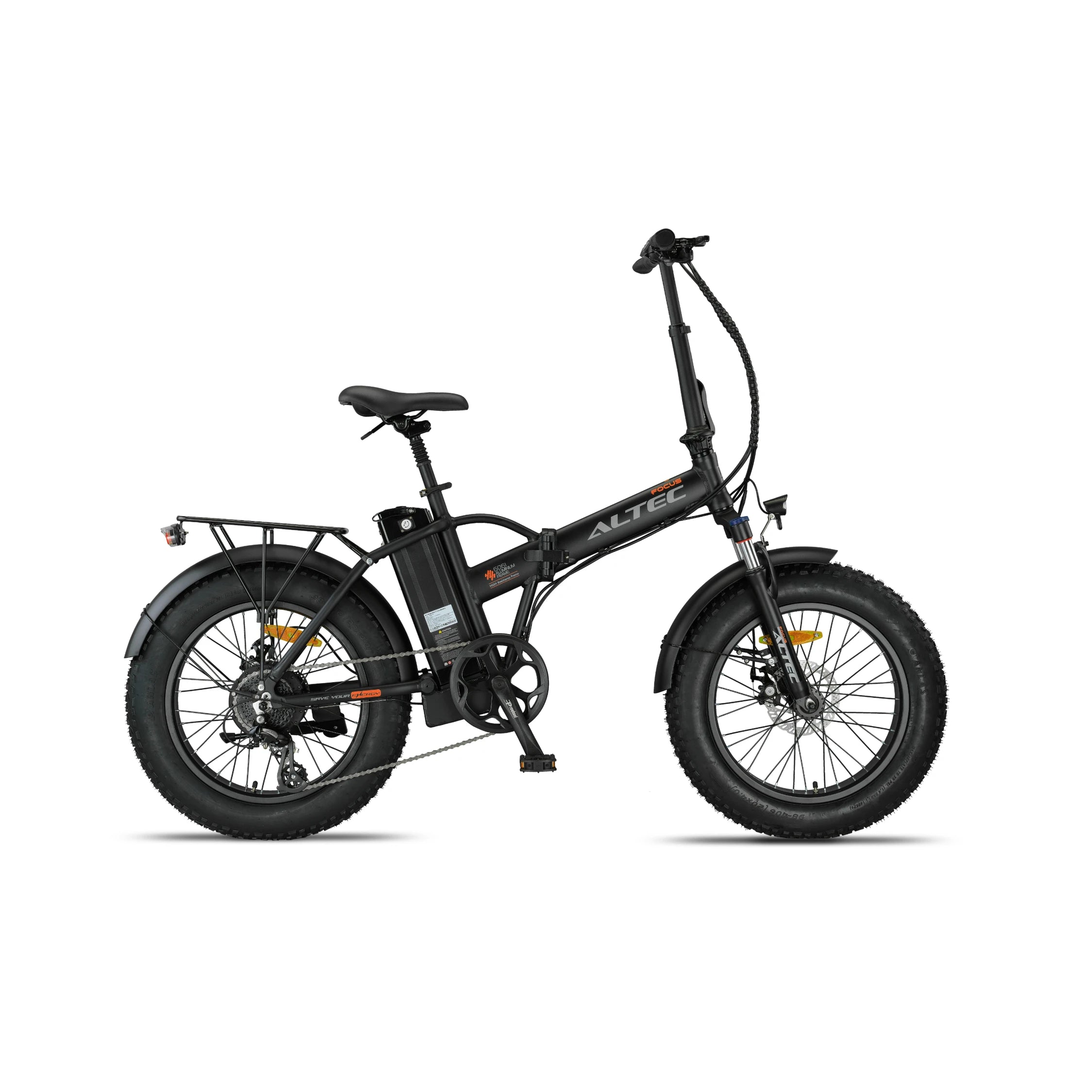 Altec Focus - Elektrische Vouwfiets - Mat Zwart - 20 inch - Accu 468Wh (36V, 13 Ah) - 250W (60Nm) Achterwielmotor - Shimano 8 Versnellingen - AE-trading