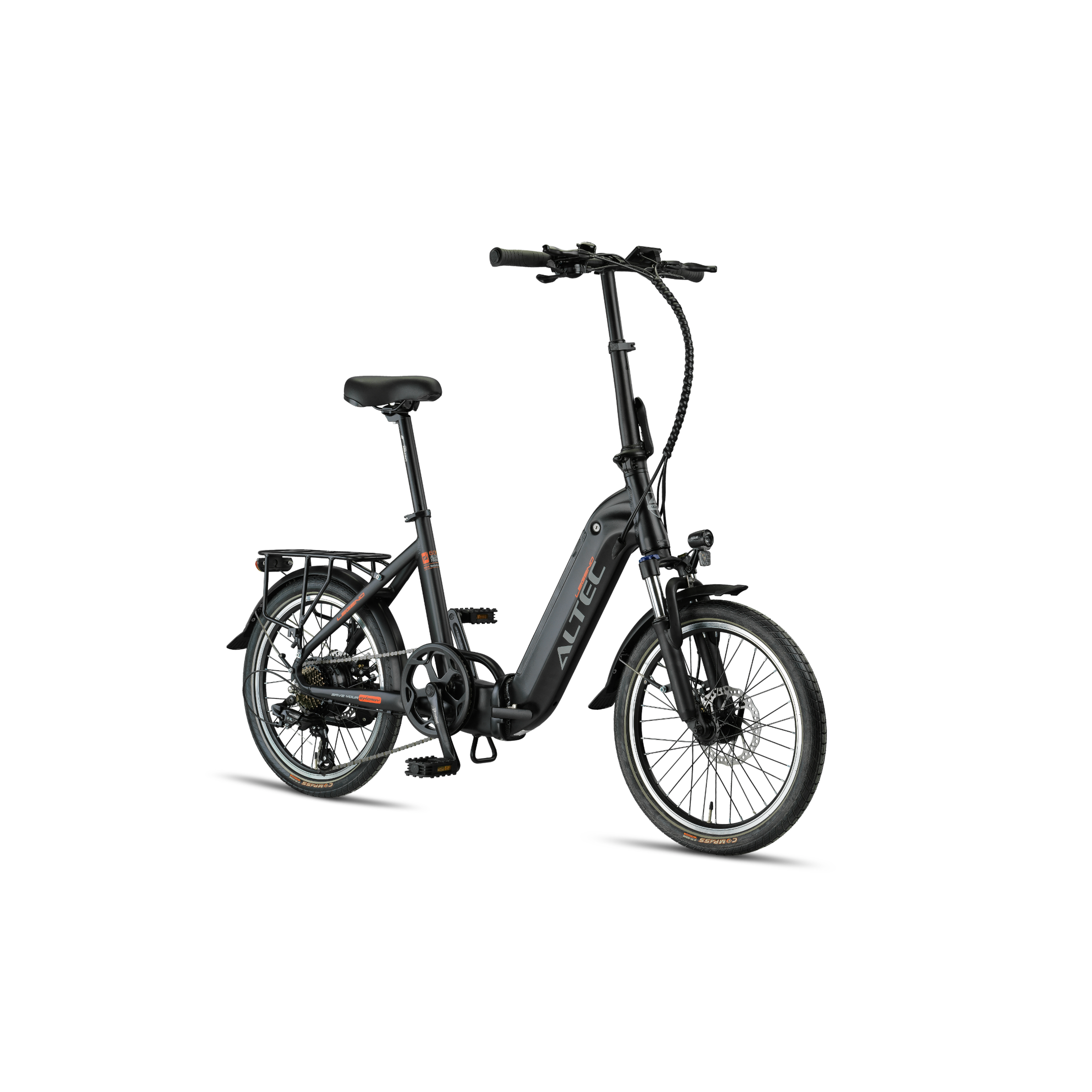 Altec Legend - Elektrische Vouwfiets - Mat Zwart - 20 inch - Accu 460Wh 36V, 12.8Ah - 250W Ananda Achterwielmotor - Shimano 7 Versnellingen
