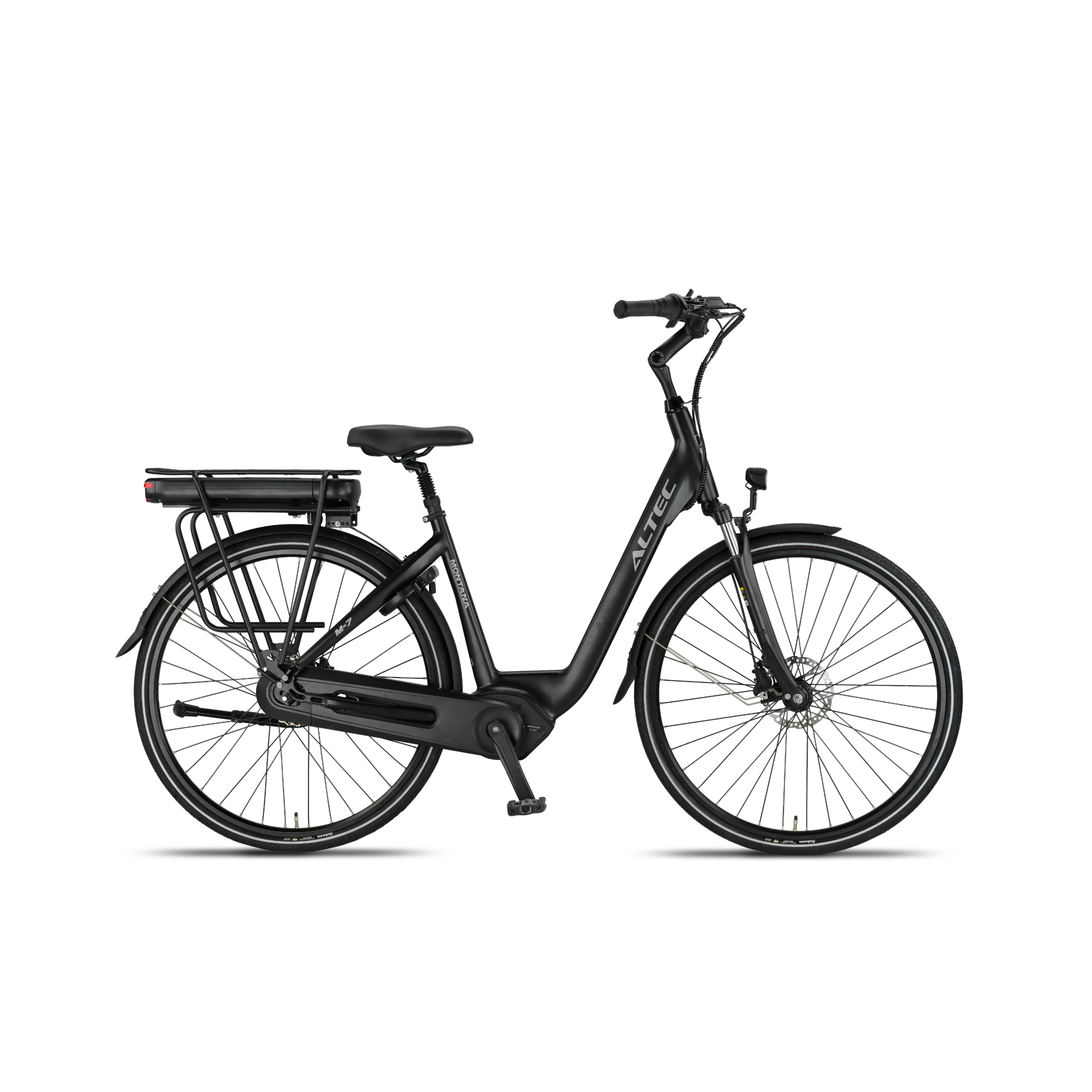 Altec Montana Next - Hydraulische Remmen - Elektrische Fiets - Mat Zwart - 28 inch - Accu 518Wh 37V, 14Ah - 250W 65Nm Middenmotor - Shimano Nexus 7 Versnellingen