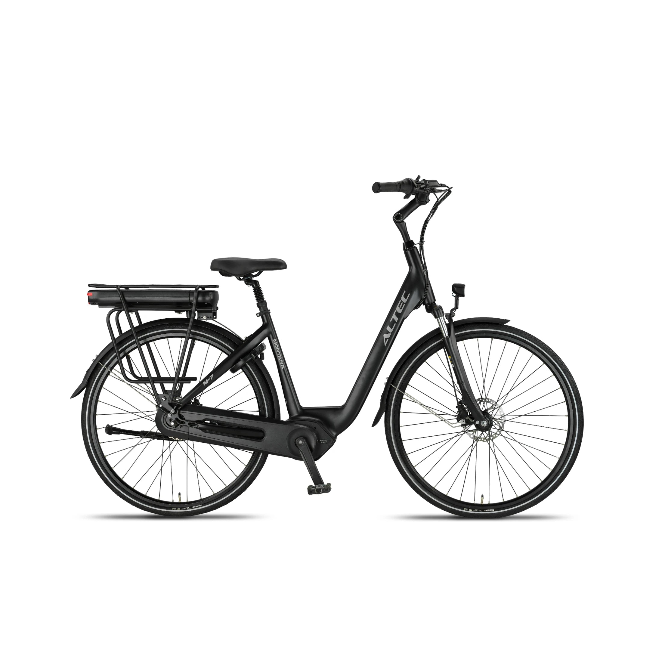 Altec Montana Next - Hydraulische Remmen - Elektrische Fiets - Mat Zwart - 28 inch - Accu 518Wh (37V, 14Ah) - 250W (65Nm) Middenmotor - Shimano Nexus 7 Versnellingen - AE-trading
