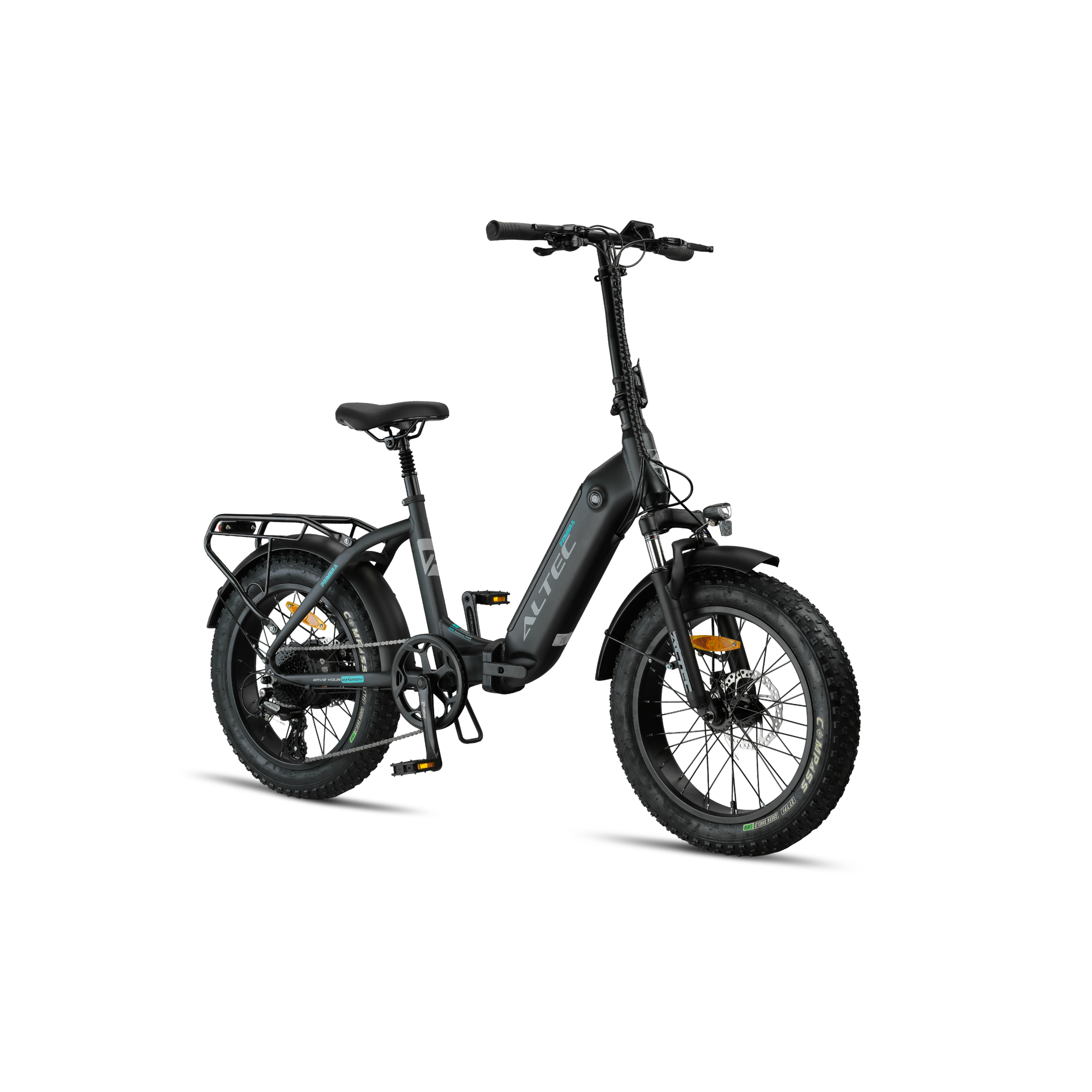 Altec Primera - Fatbike Vouwfiets - Mat Zwart - 20 inch - Accu 480Wh 48V, 10Ah - 250W 60Nm Achterwielmotor - Shimano 8 Versnellingen