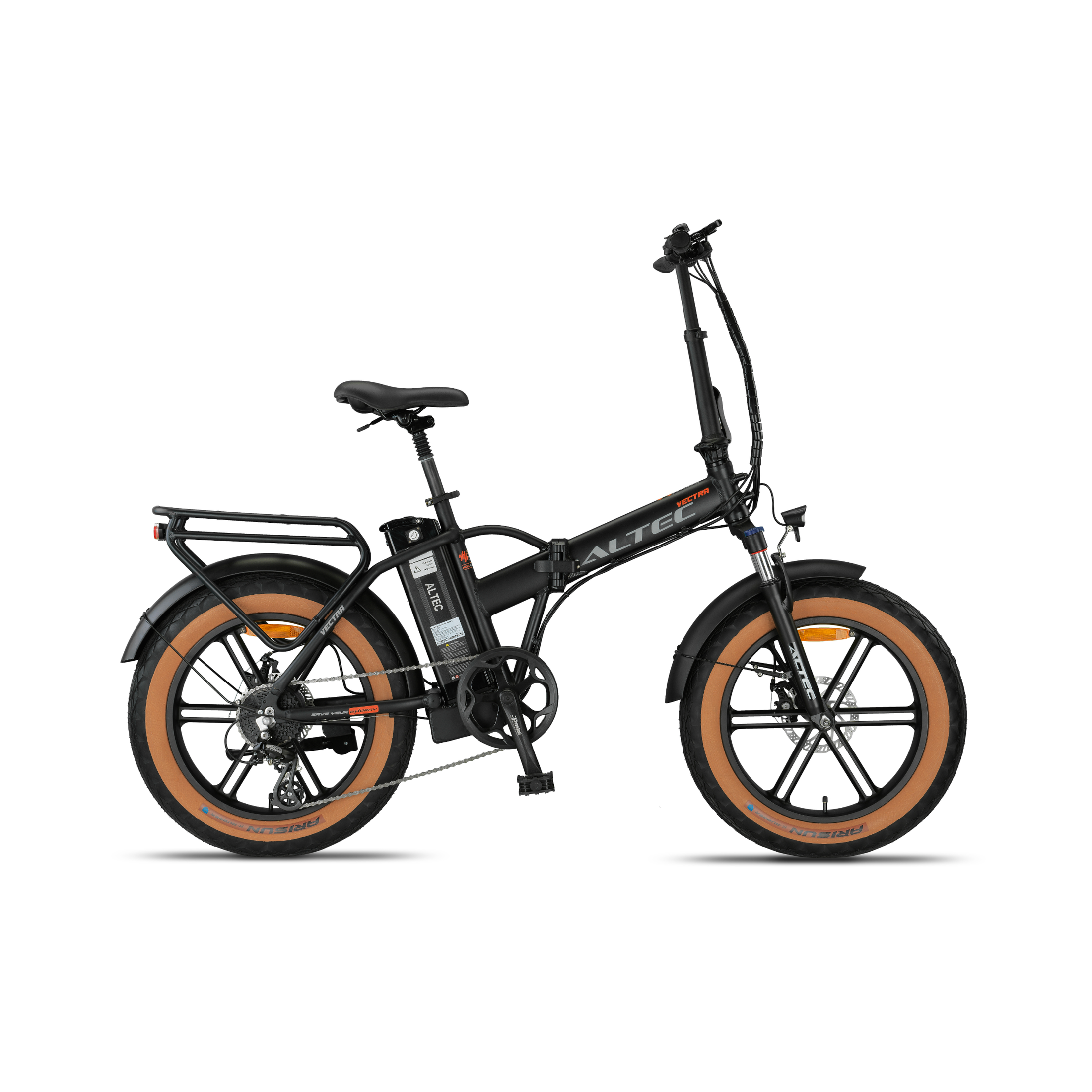 Altec Vectra - Fatbike Vouwfiets - Mat Zwart - 20 inch - Accu 468Wh 36V, 13Ah - 250W 60Nm Achterwielmotor - Shimano 8 Versnellingen