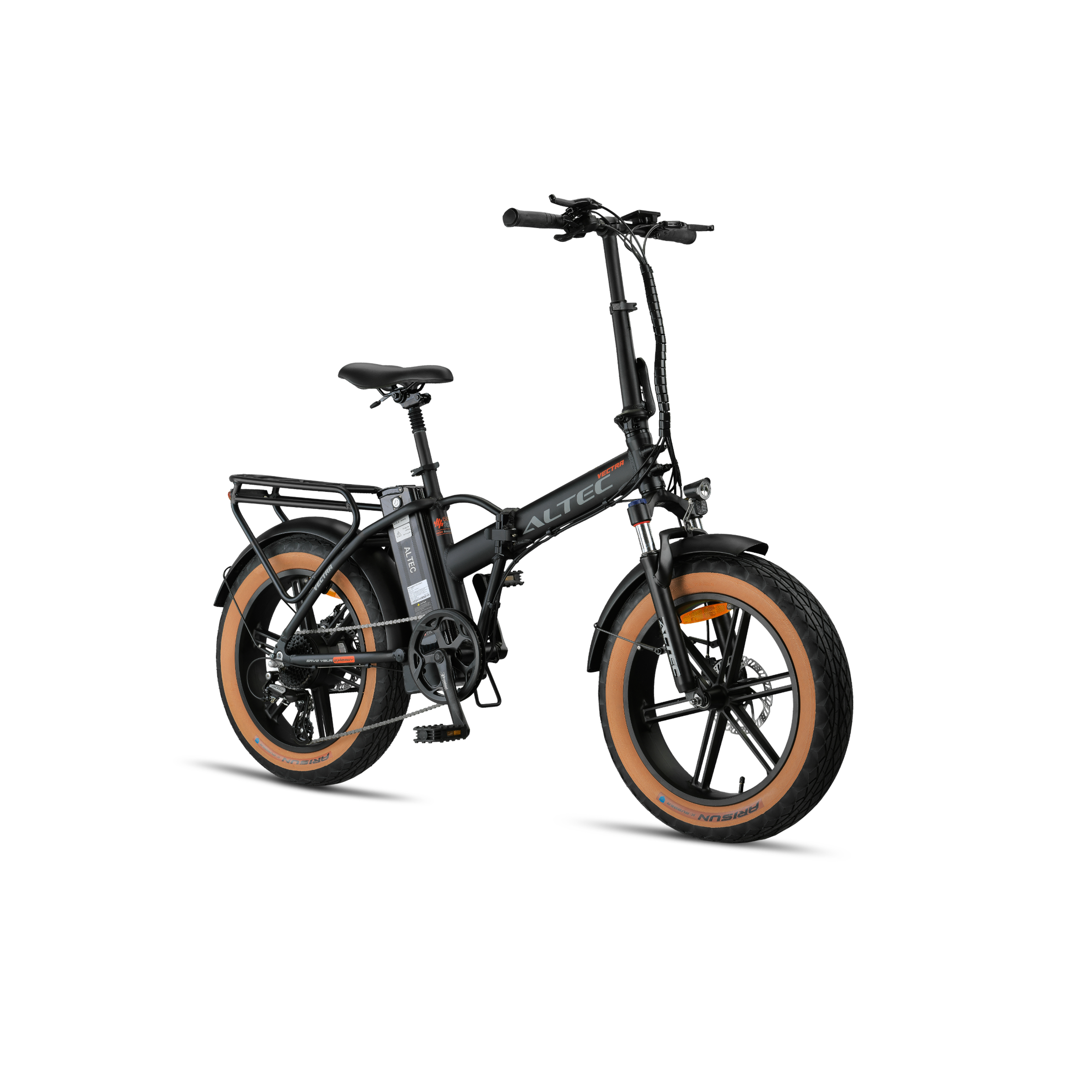 Altec Vectra - Fatbike Vouwfiets - Mat Zwart - 20 inch - Accu 468Wh 36V, 13Ah - 250W 60Nm Achterwielmotor - Shimano 8 Versnellingen