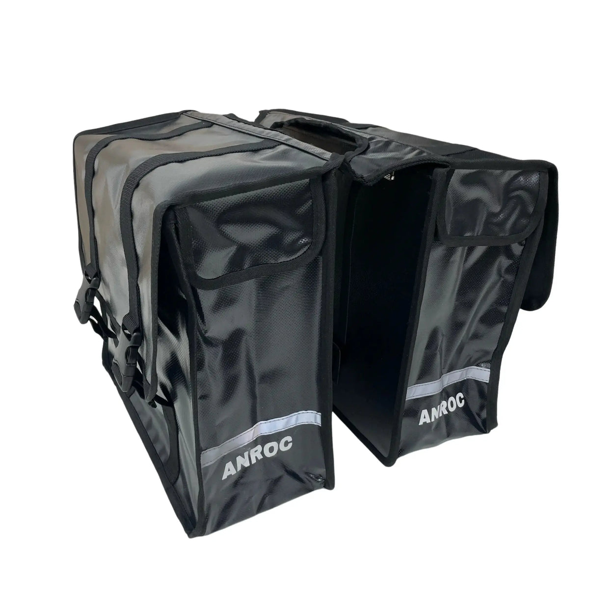 Anroc Dubbele fietstas 46L zwart - Tarpaulin PVC - Waterdicht en Reflecterend - AE-trading