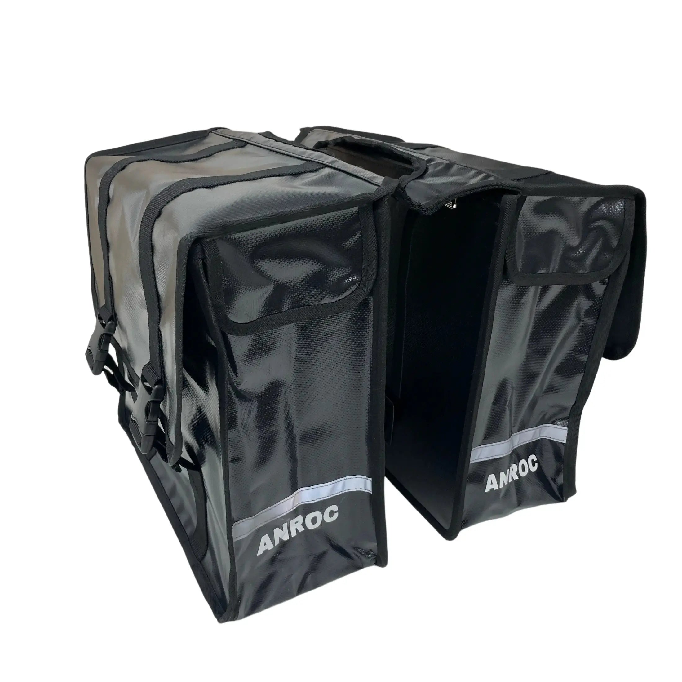 Anroc Dubbele fietstas 46L zwart - Tarpaulin PVC - Waterdicht en Reflecterend - AE-trading