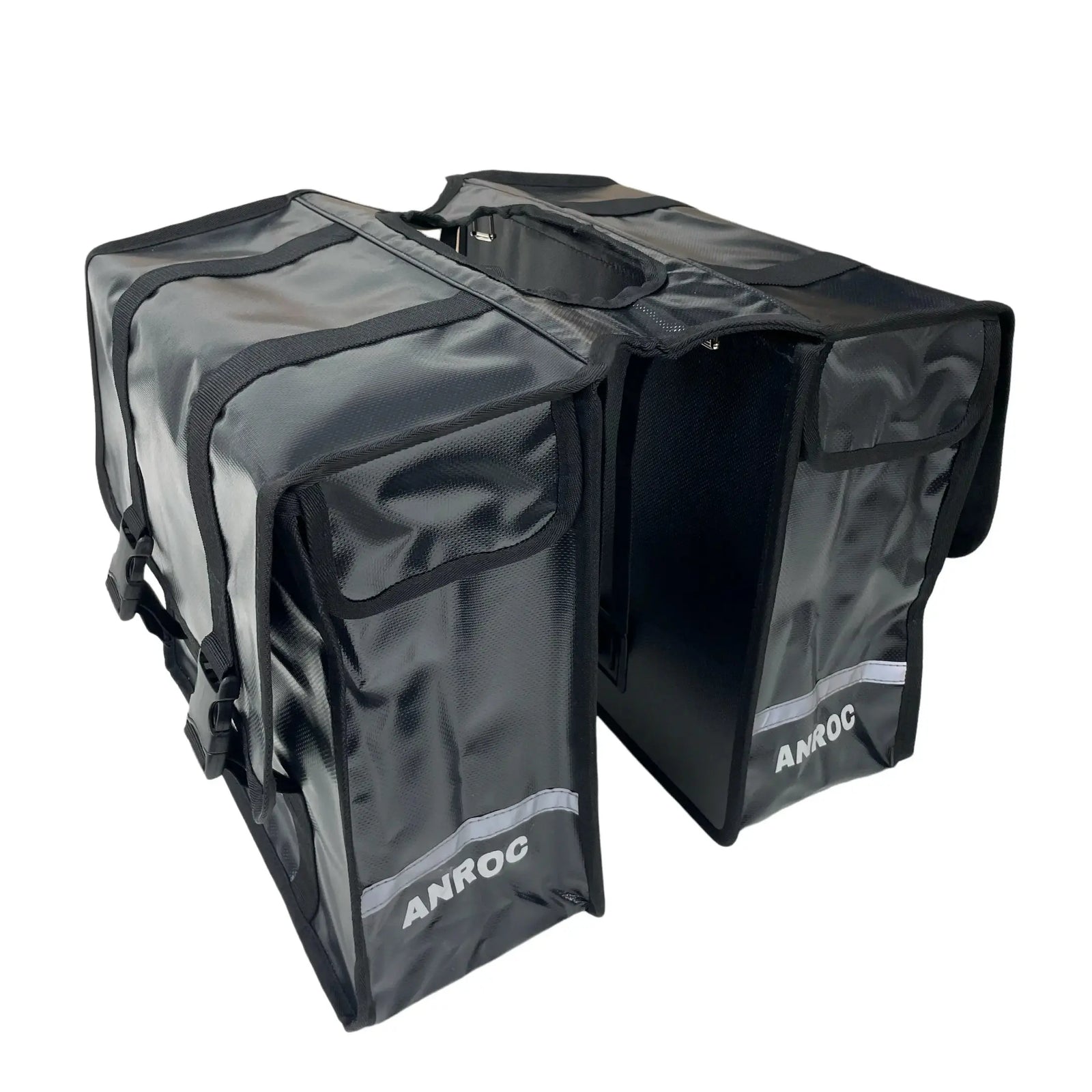 Anroc Dubbele fietstas 46L zwart - Tarpaulin PVC - Waterdicht en Reflecterend - AE-trading