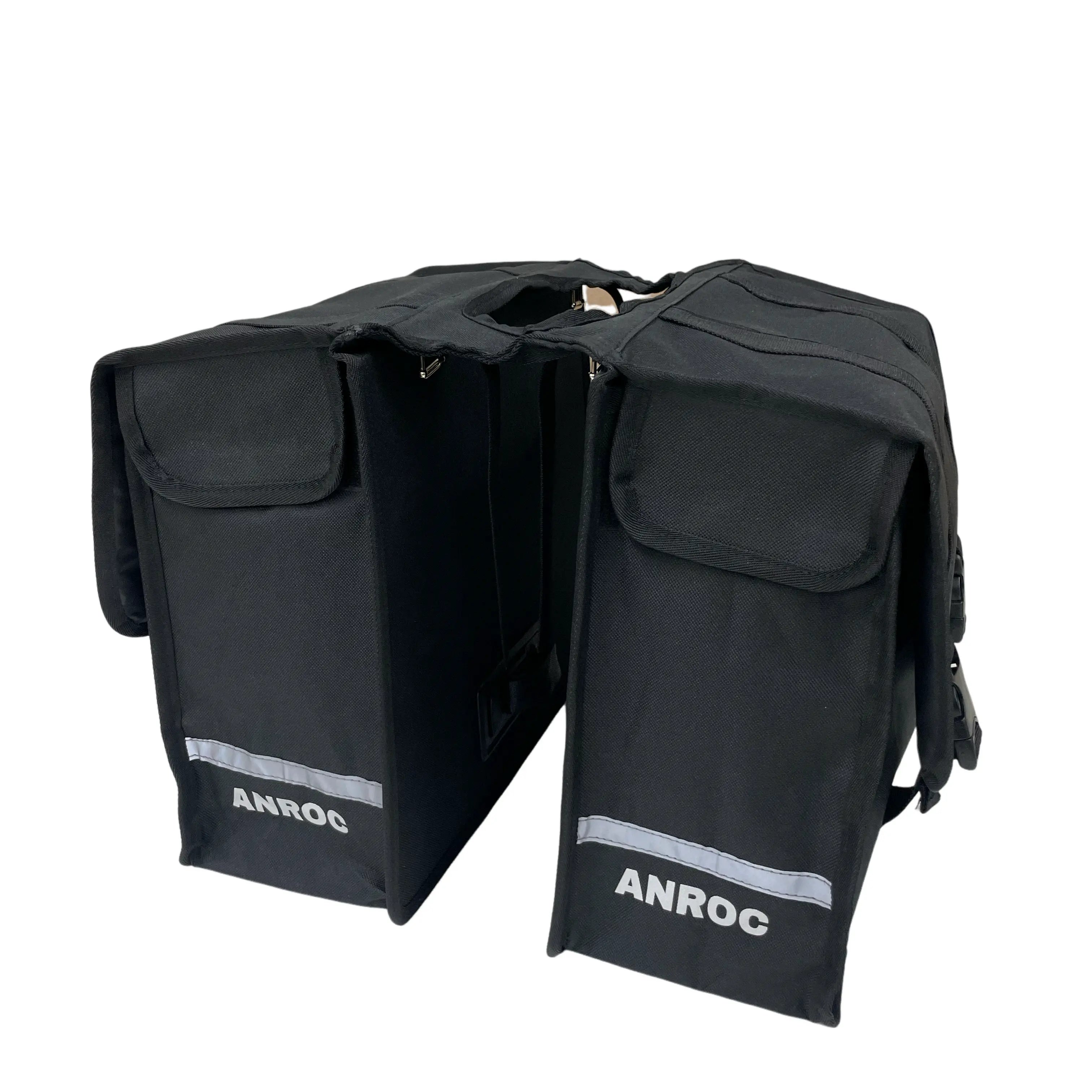 Anroc Dubbele fietstas 46L zwart - Waterdicht en Reflecterend - AE-trading