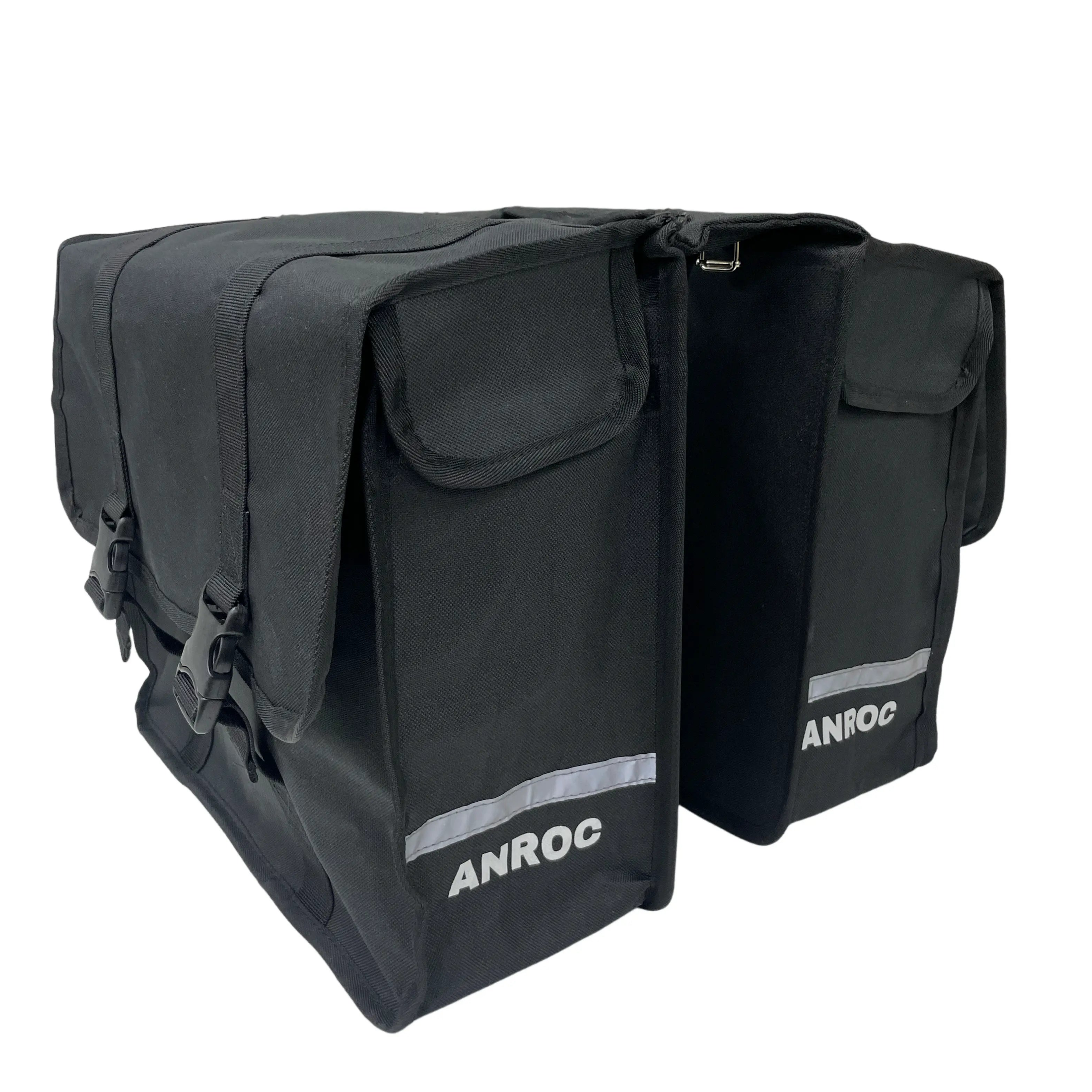 Anroc Dubbele fietstas 46L zwart - Waterdicht en Reflecterend - AE-trading