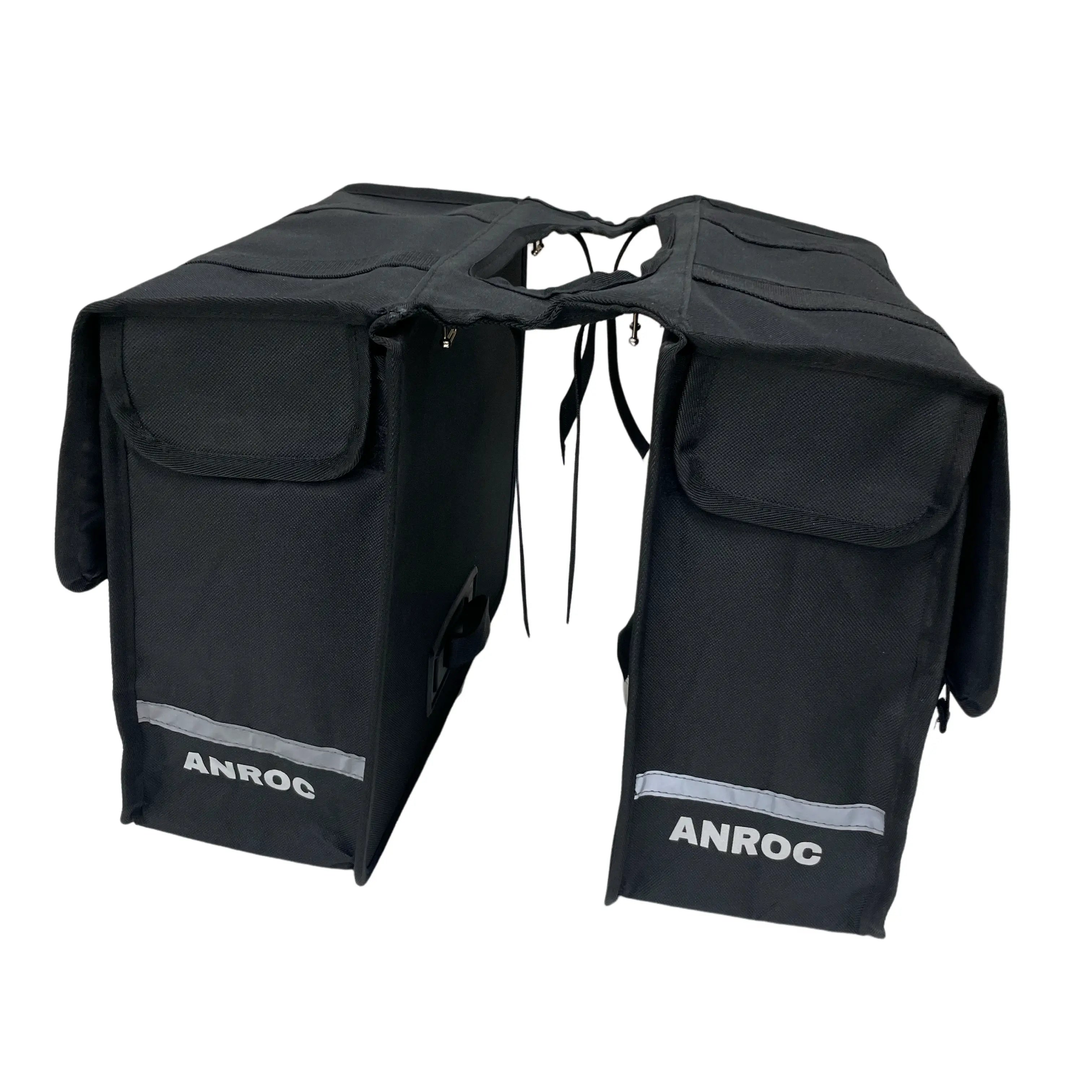 Anroc Dubbele fietstas 46L zwart - Waterdicht en Reflecterend - AE-trading