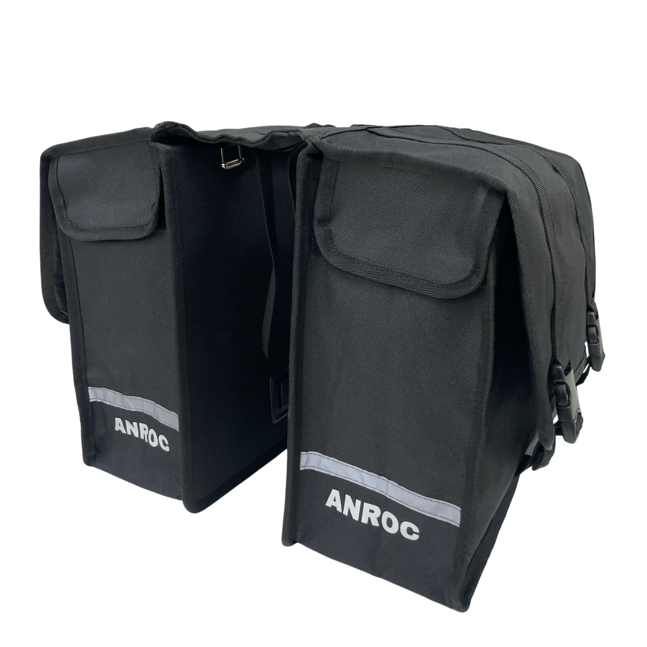 Anroc Dubbele fietstas 46L zwart - Waterdicht en Reflecterend - AE-trading