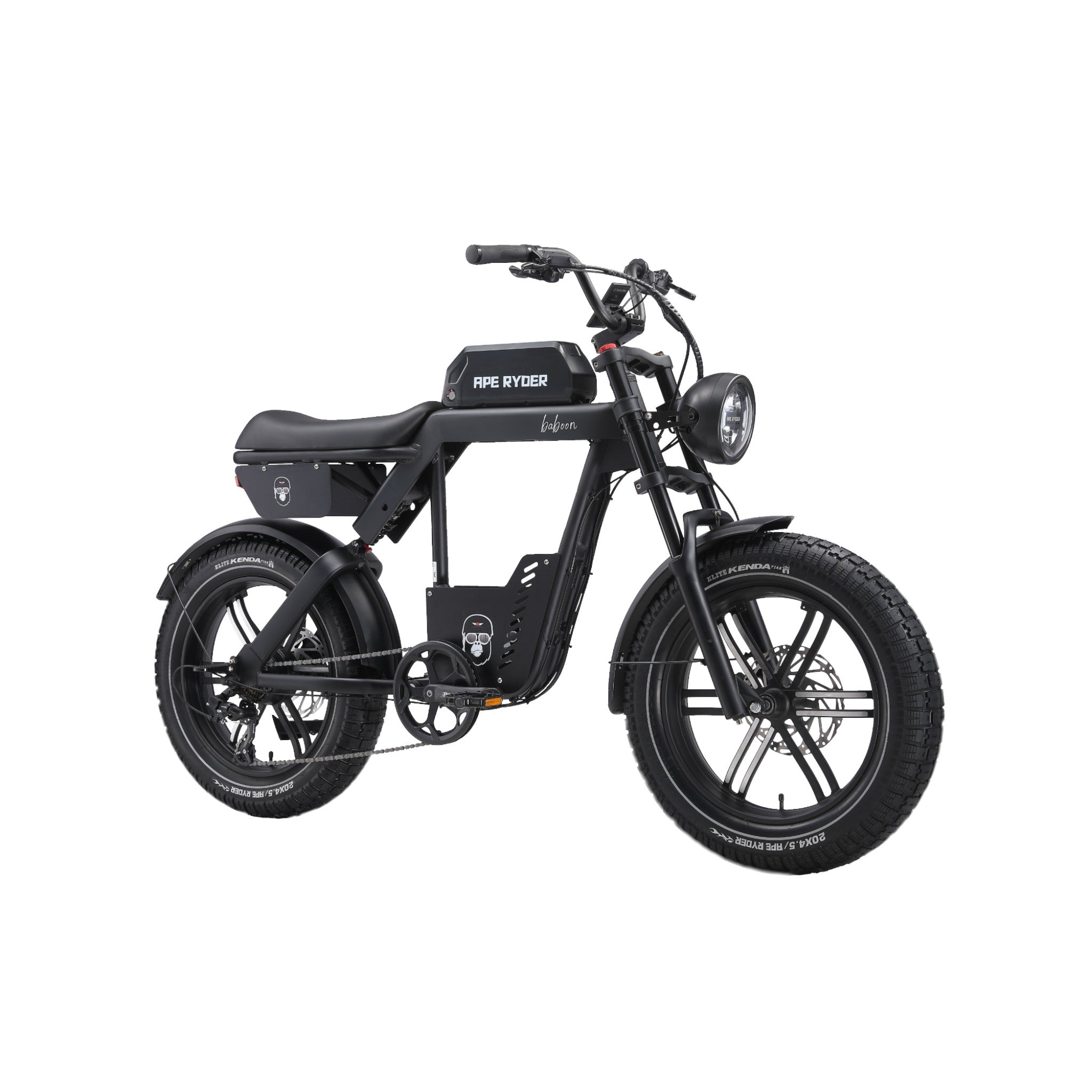 Ape Ryder Baboon - Fatbike - Mat Zwart - 20x4.5 inch - Accu 48V (14.5Ah) - 250W Achterwielmotor - Shimano 7 Versnellingen - Hydraulische Remmen - AE-trading