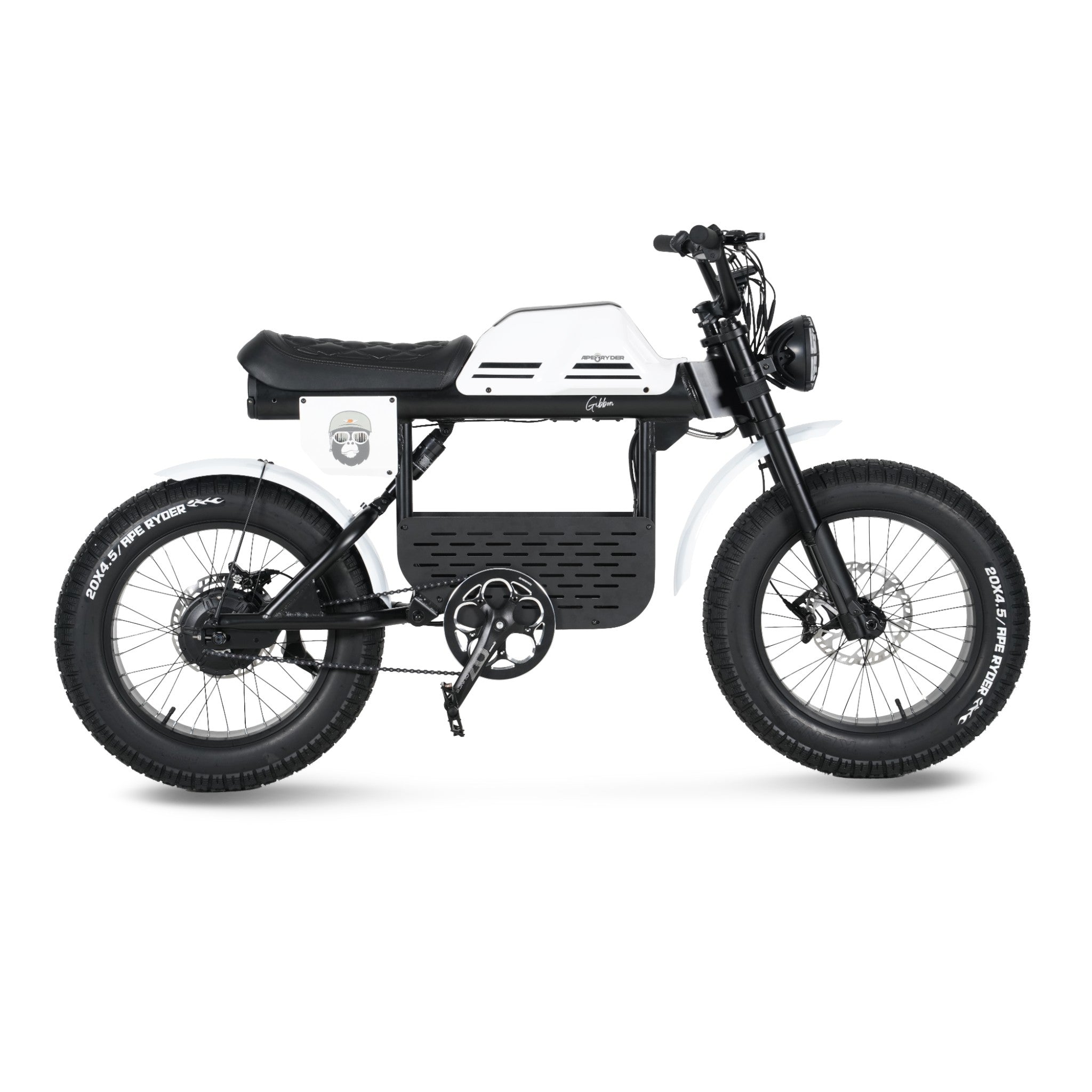 Ape Ryder Gibbon - Fatbike - Wit - 20x4.5 inch - Accu 960Wh 48V, 20Ah - 250W Achterwielmotor - Hydraulische Remmen