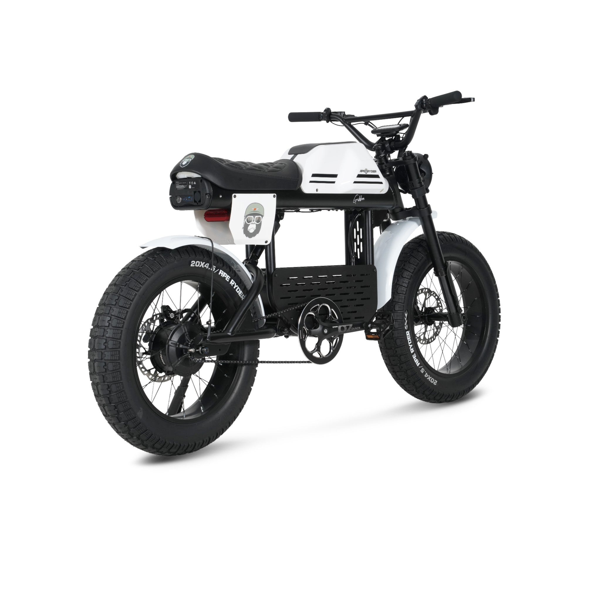 Ape Ryder Gibbon - Fatbike - Wit - 20x4.5 inch - Accu 960Wh 48V, 20Ah - 250W Achterwielmotor - Hydraulische Remmen