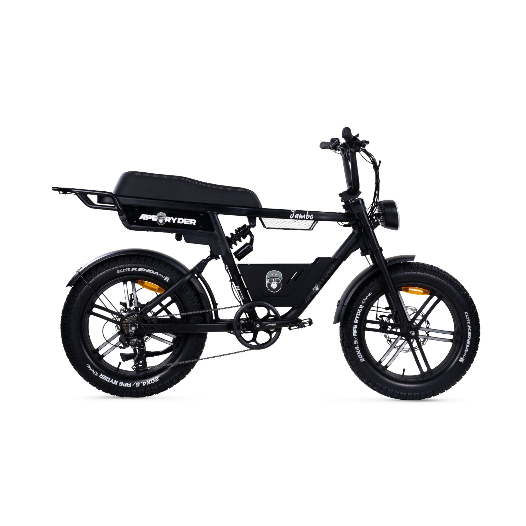 Ape Ryder Jambo - Fatbike - Mat Zwart - 20x4.5 inch - Accu 374Wh 48V, 7.8 Ah - 250W Motor - Shimano 7 Versnellingen - Mechanische Remmen