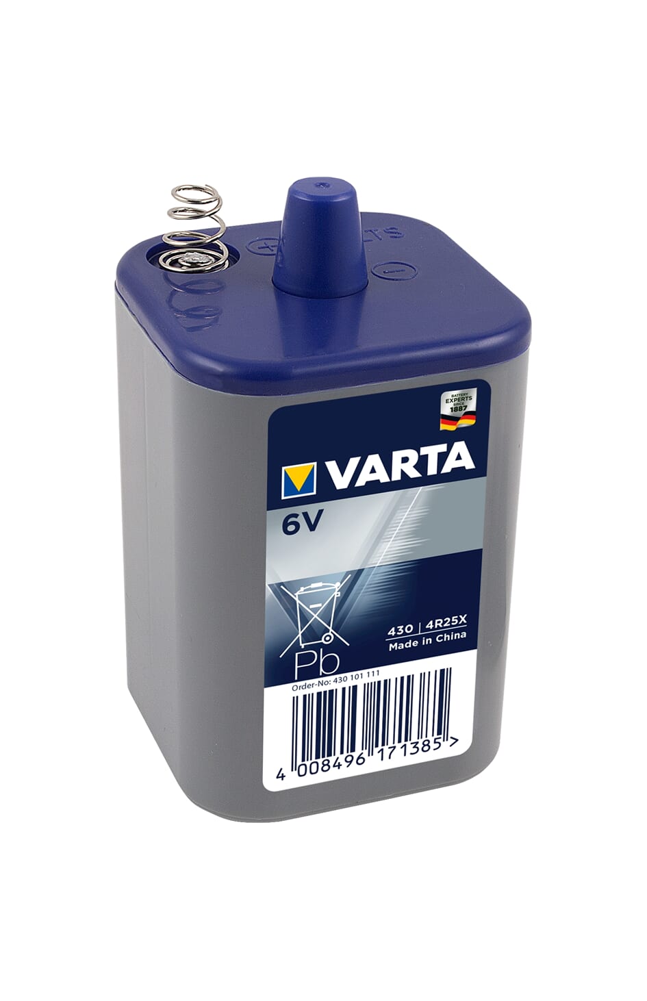 Varta batterij 6V blok m/veer (1) - AE-trading