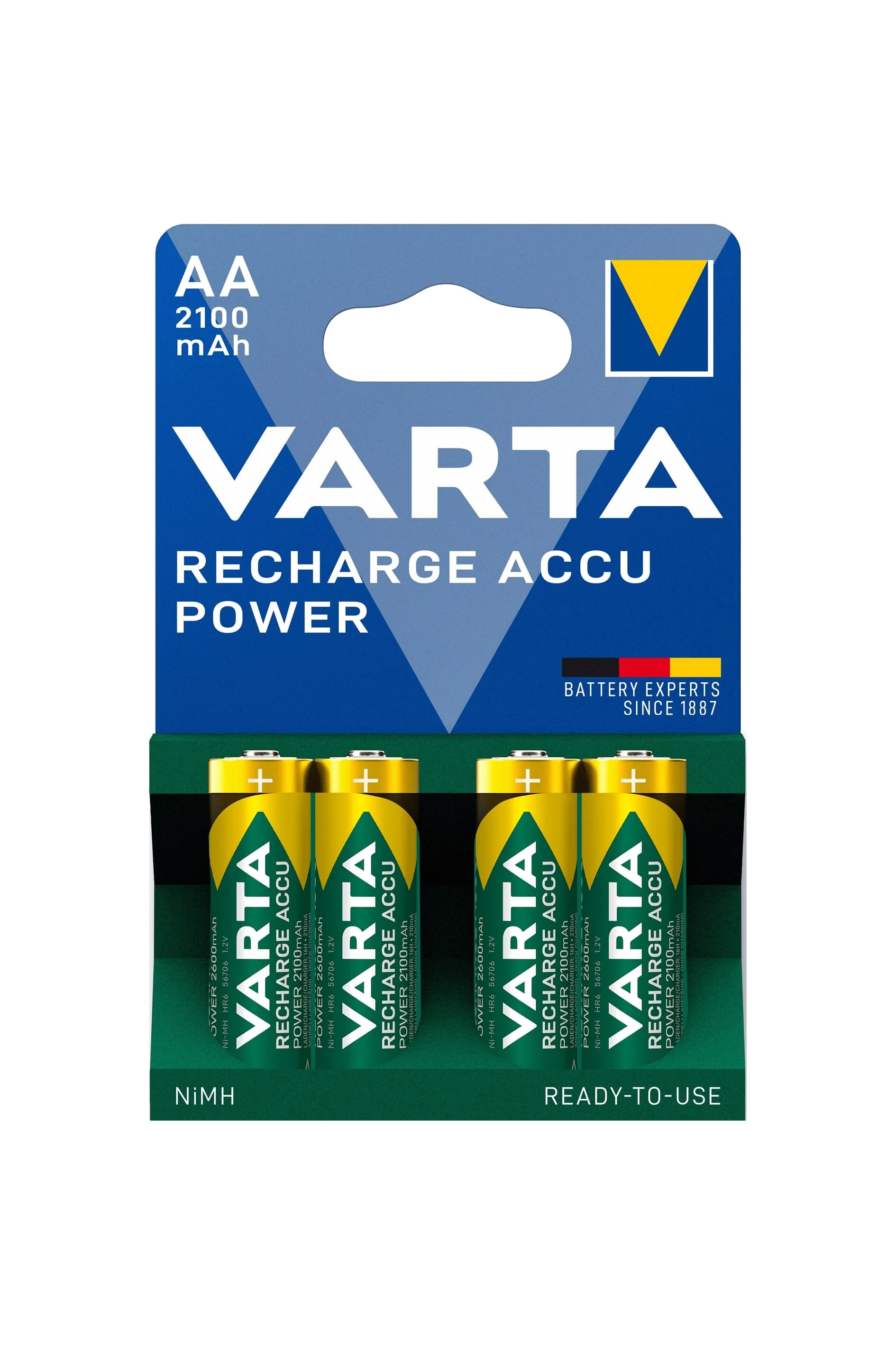 Varta batterij R6 AA oplaadbaar 2100mAh krt (4) - AE-trading