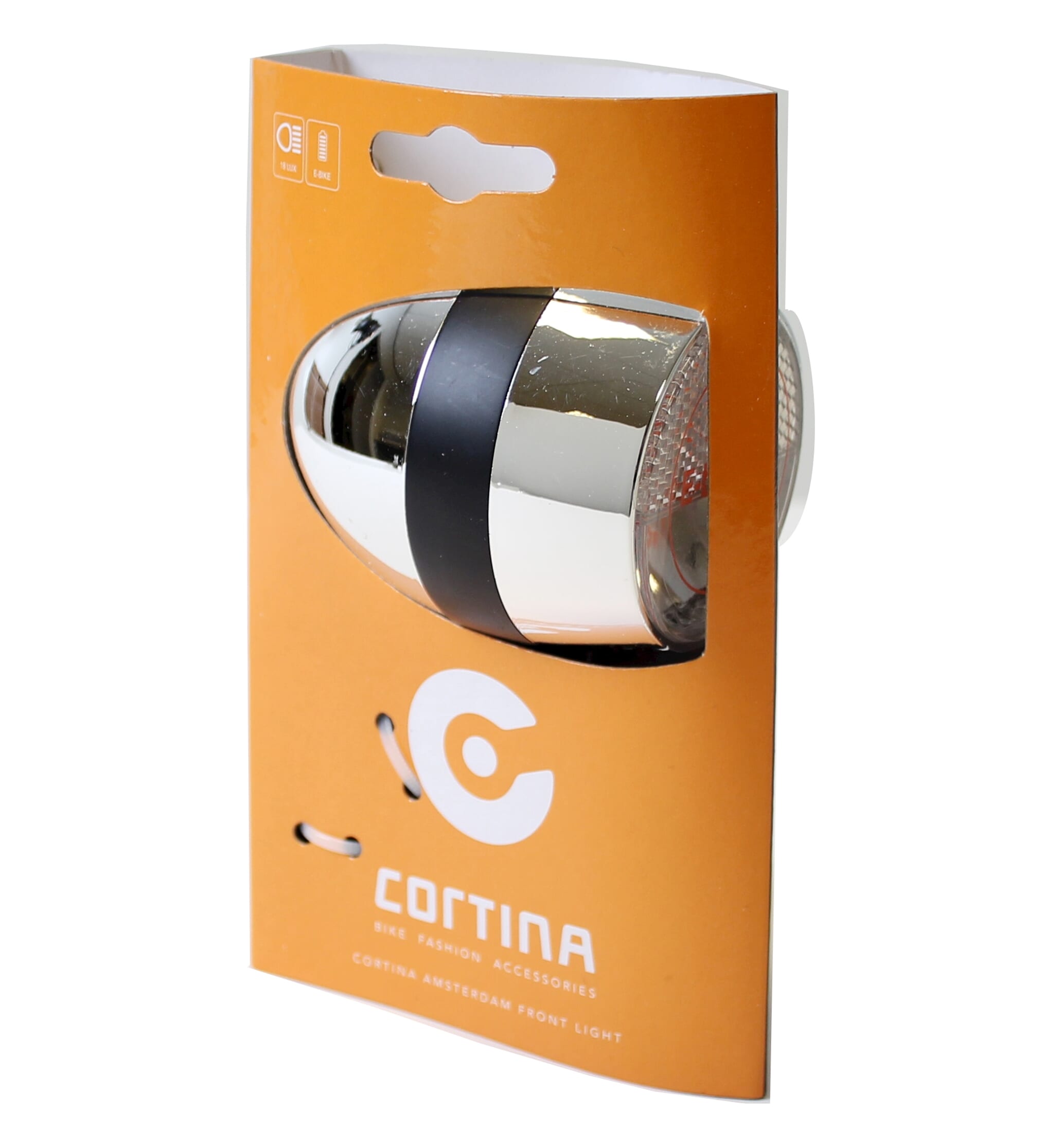 Cortina koplamp Amsterdam E-bike chroom/zwart - AE-trading