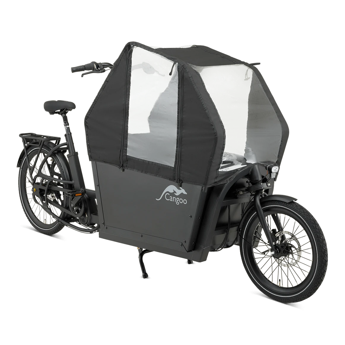 Cangoo Buzz Elektrische Bakfiets Mat Zwart – Ruimte voor 4 Personen | Shimano Nexus 7 | Ananda M100 Motor | 615Wh Accu | Hydraulische Schijfremmen TEKTRO - AE-trading