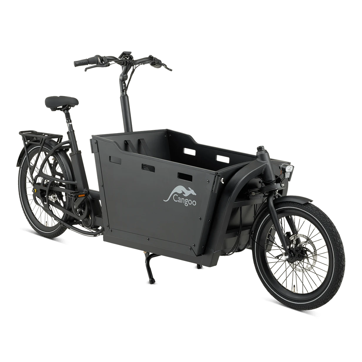 Cangoo Buzz Elektrische Bakfiets Mat Zwart – Ruimte voor 4 Personen | Shimano Nexus 7 | Ananda M100 Motor | 615Wh Accu | Hydraulische Schijfremmen TEKTRO - AE-trading