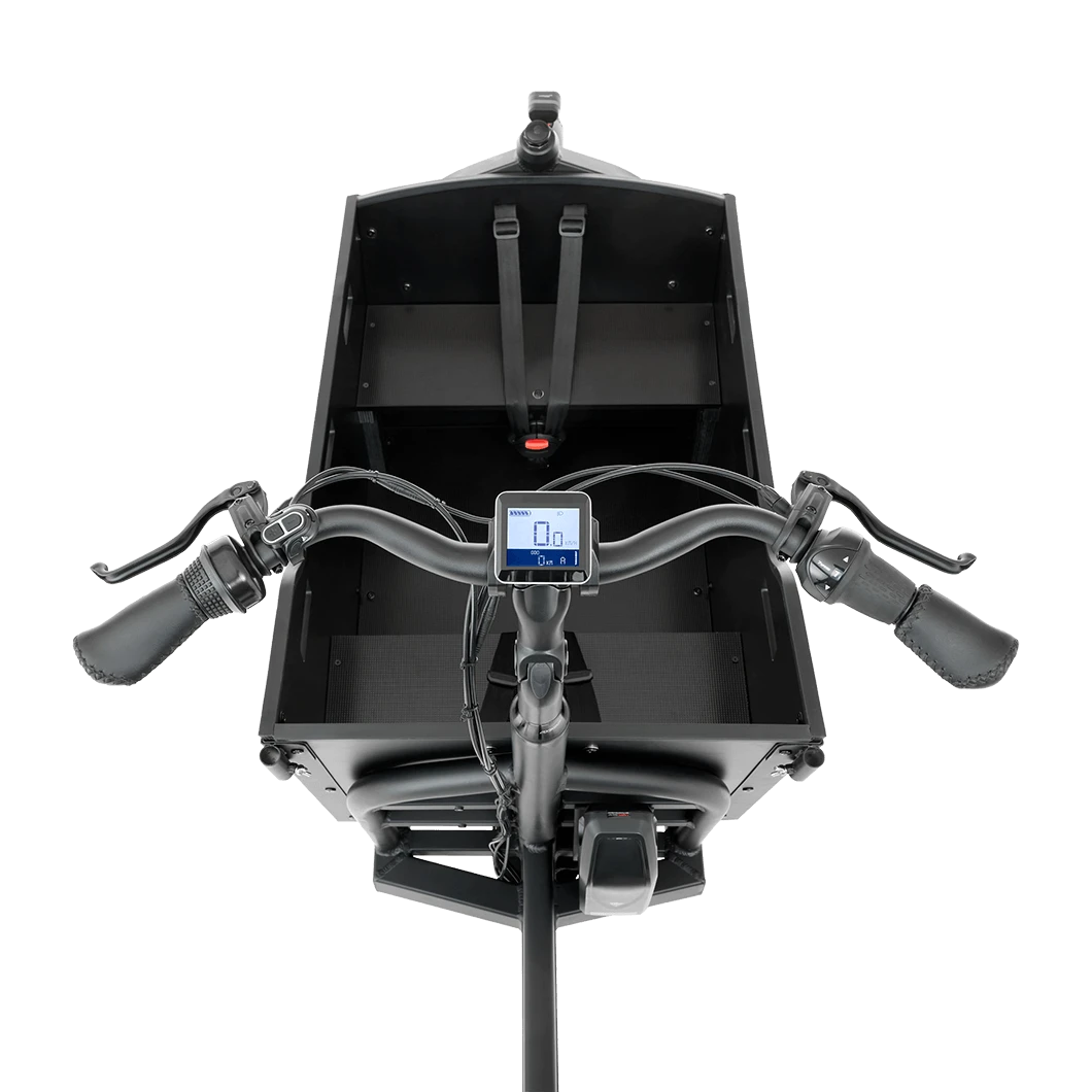 Cangoo Buzz Elektrische Bakfiets Mat Zwart – Ruimte voor 4 Personen | Shimano Nexus 7 | Ananda M100 Motor | 615Wh Accu | Hydraulische Schijfremmen TEKTRO - AE-trading