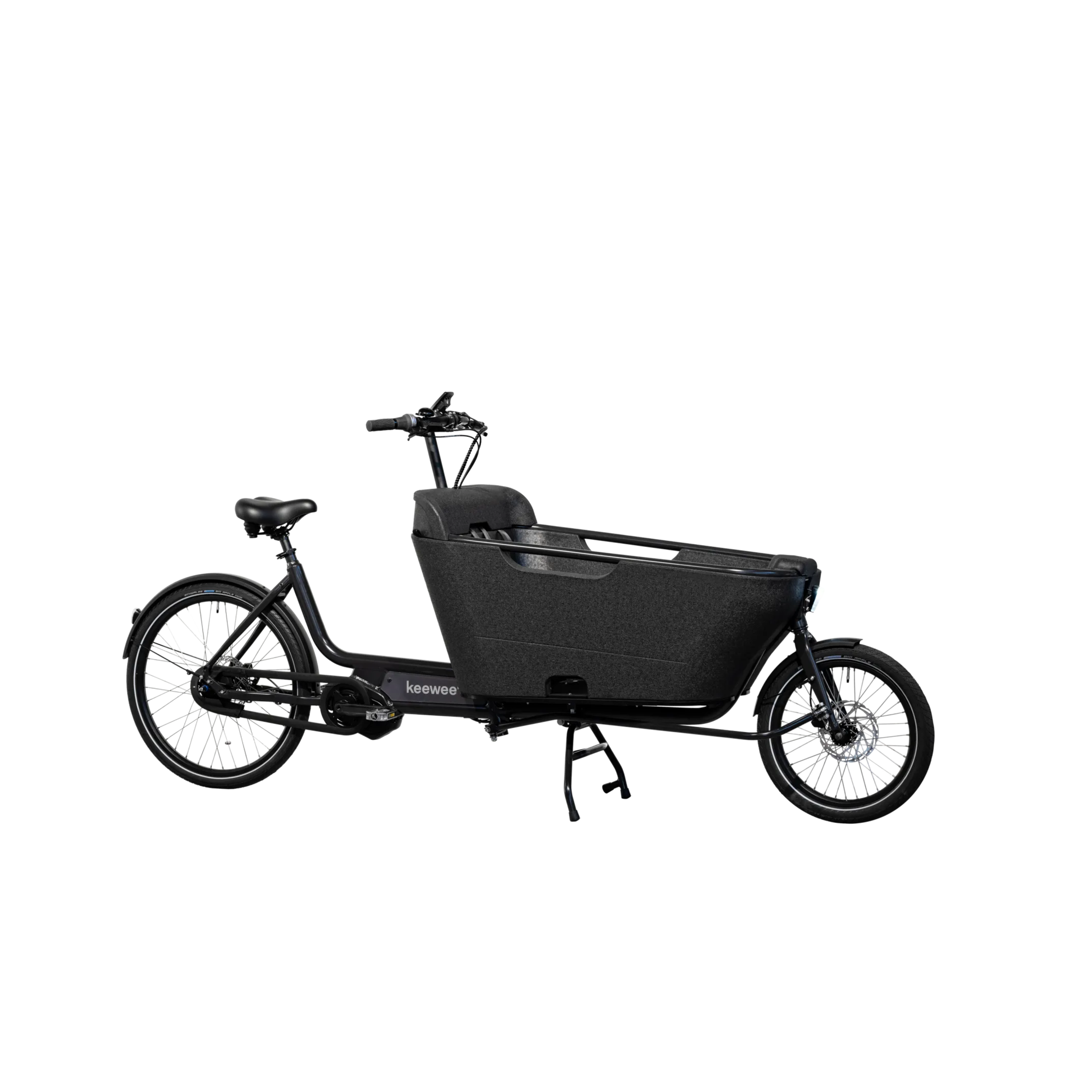 Keewee 2.0 - Elektrische Bakfiets - Zwart - 26 inch - Accu 640Wh (13Ah) - 250W (85Nm) Ananda Middenmotor - Shimano Nexus 5 Versnellingen - Hydraulische Remmen - AE-trading