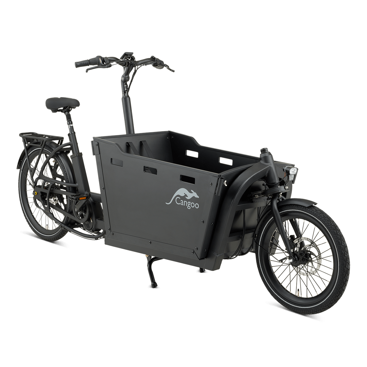 Cangoo Buzz Elektrische Bakfiets Mat Zwart – Ruimte voor 4 Personen | Shimano Nexus 7 | Ananda M100 Motor | 615Wh Accu | Hydraulische Schijfremmen TEKTRO - AE-trading