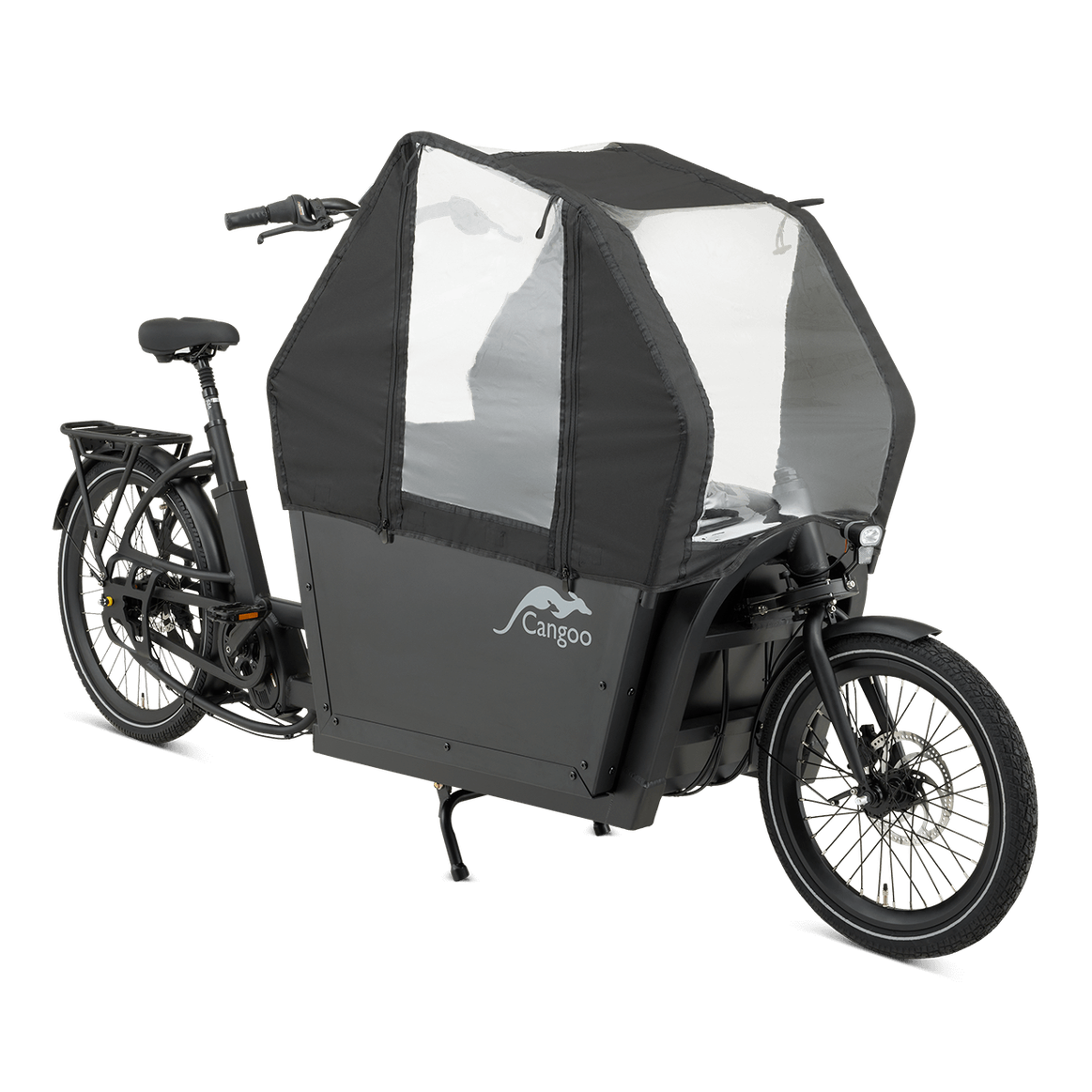 Cangoo Buzz Elektrische Bakfiets Mat Zwart – Ruimte voor 4 Personen | Shimano Nexus 7 | Ananda M100 Motor | 615Wh Accu | Hydraulische Schijfremmen TEKTRO - AE-trading