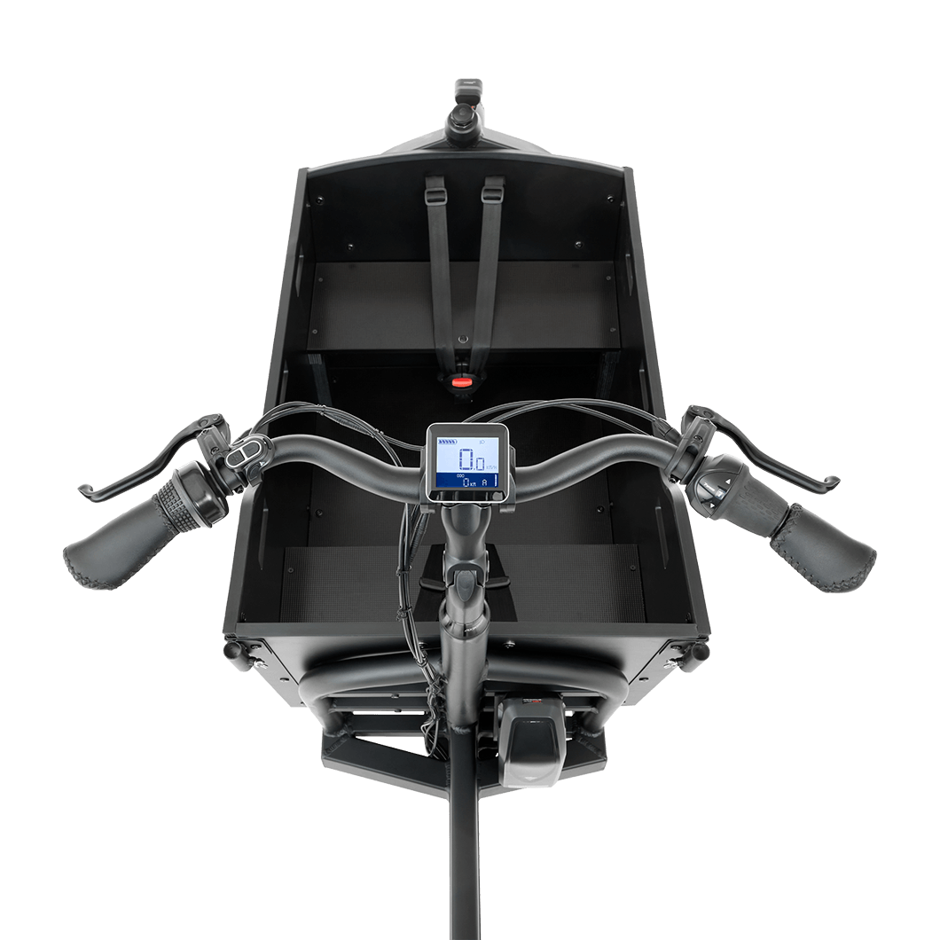 Cangoo Buzz Elektrische Bakfiets Mat Zwart – Ruimte voor 4 Personen | Shimano Nexus 7 | Ananda M100 Motor | 615Wh Accu | Hydraulische Schijfremmen TEKTRO - AE-trading