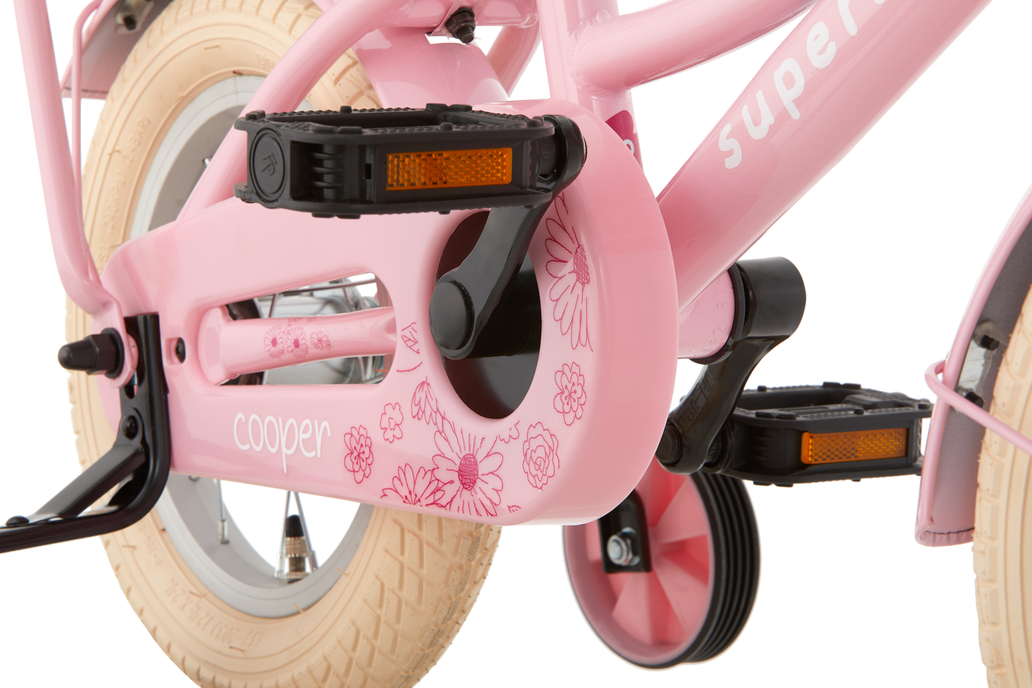 SuperSuper Cooper 12 Girls Kinderfiets Roze – Inclusief Zijwieltjes, Perfect voor Beginners met Lichtgewicht Frame en Veiligheidshandvatten - AE-trading