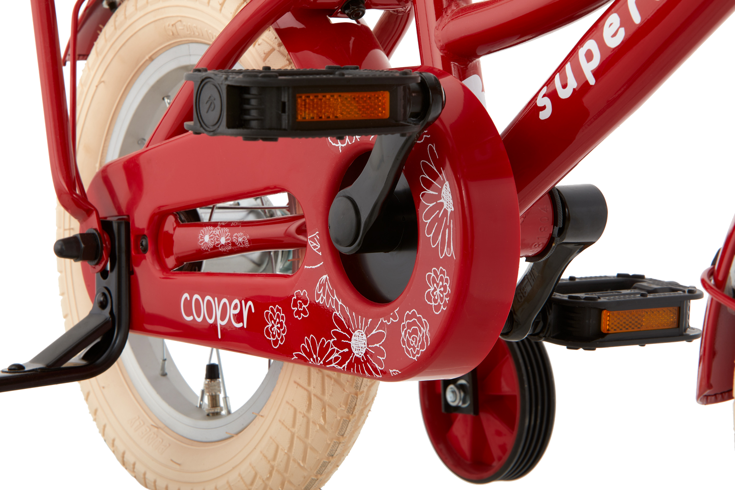 SuperSuper Cooper 12 Girls Kinderfiets Rood – Duurzame & Veilige Kinderfiets met Aluminium Frame en Stabiele Zijwieltjes - AE-trading