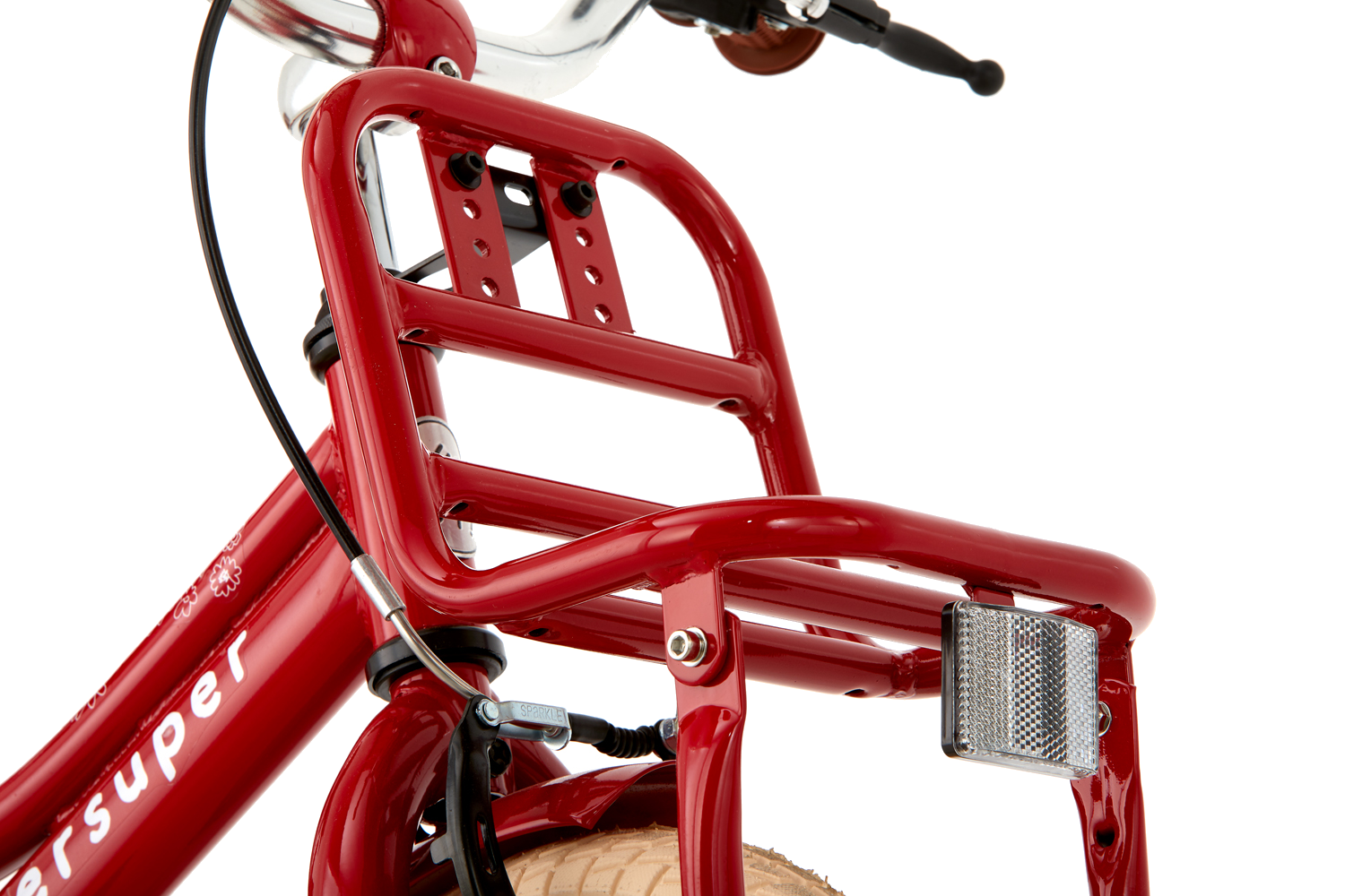 SuperSuper Cooper 12 Girls Kinderfiets Rood – Duurzame & Veilige Kinderfiets met Aluminium Frame en Stabiele Zijwieltjes - AE-trading