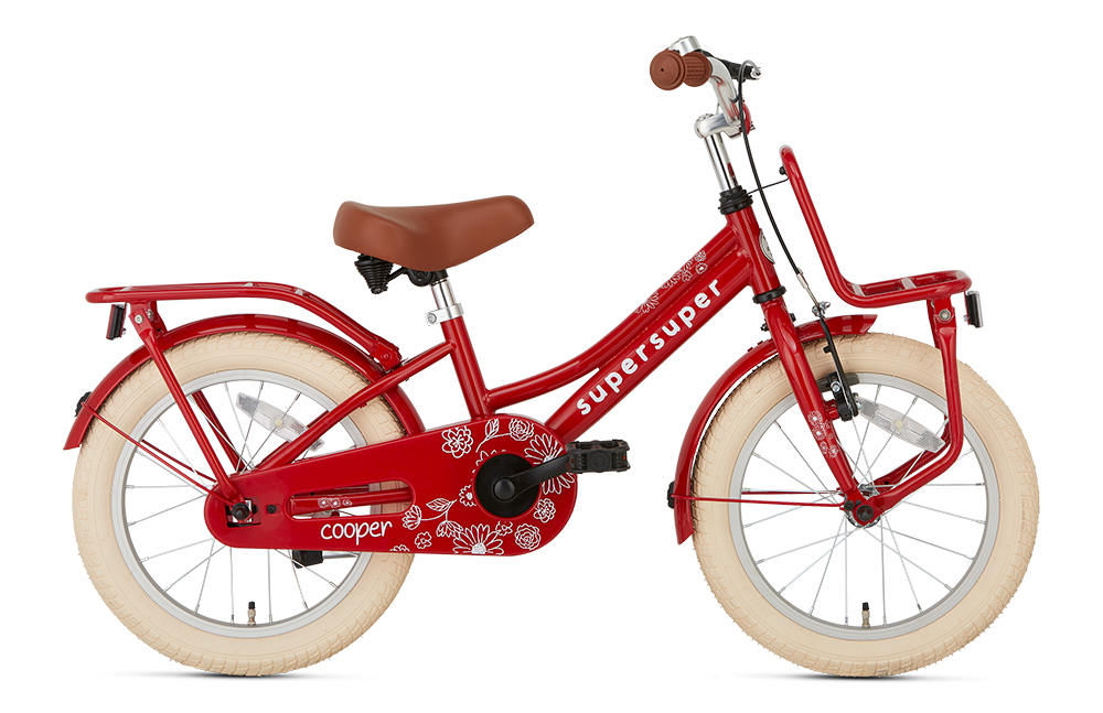 SuperSuper Cooper 16 Kinderfiets Rood – Stoere Jongensfiets met Veilig Aluminium Frame en Lichtgewicht Ontwerp - AE-trading