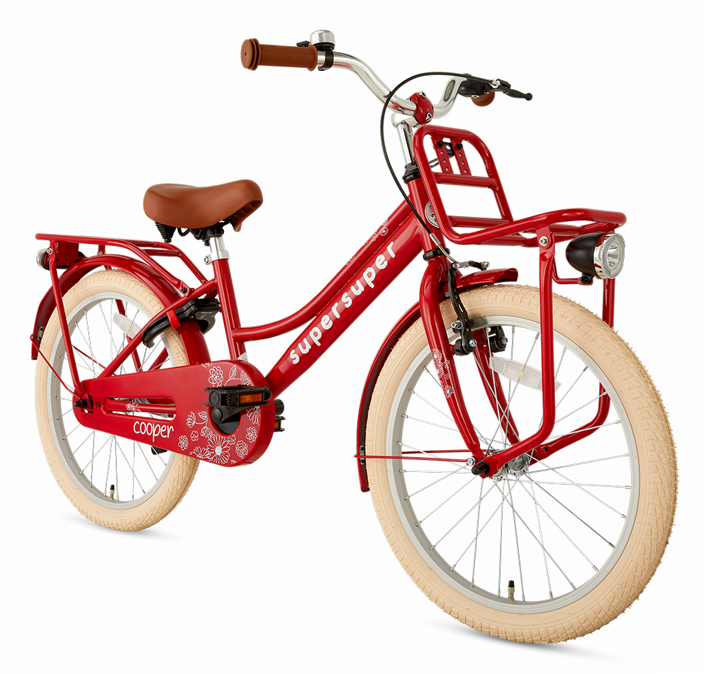 SuperSuper Cooper 20 Kinderfiets Rood – Krachtige Jongensfiets met Aluminium Frame, Veiligheidshandvatten en Betrouwbare Remmen - AE-trading