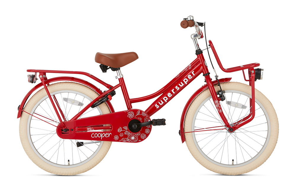 SuperSuper Cooper 20 Kinderfiets Rood – Krachtige Jongensfiets met Aluminium Frame, Veiligheidshandvatten en Betrouwbare Remmen - AE-trading