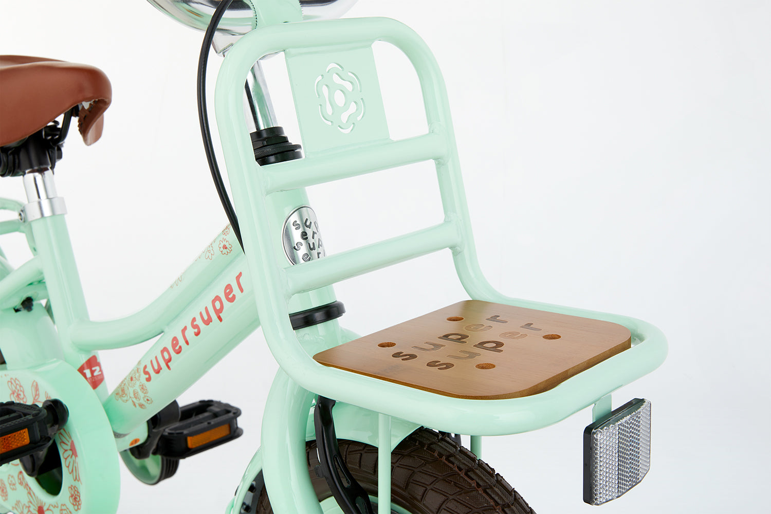 SuperSuper Cooper Bamboo 12 Kinderfiets Pistache – Inclusief Zijwieltjes, Duurzame & Veilige Kinderfiets met Lichtgewicht Ontwerp - AE-trading
