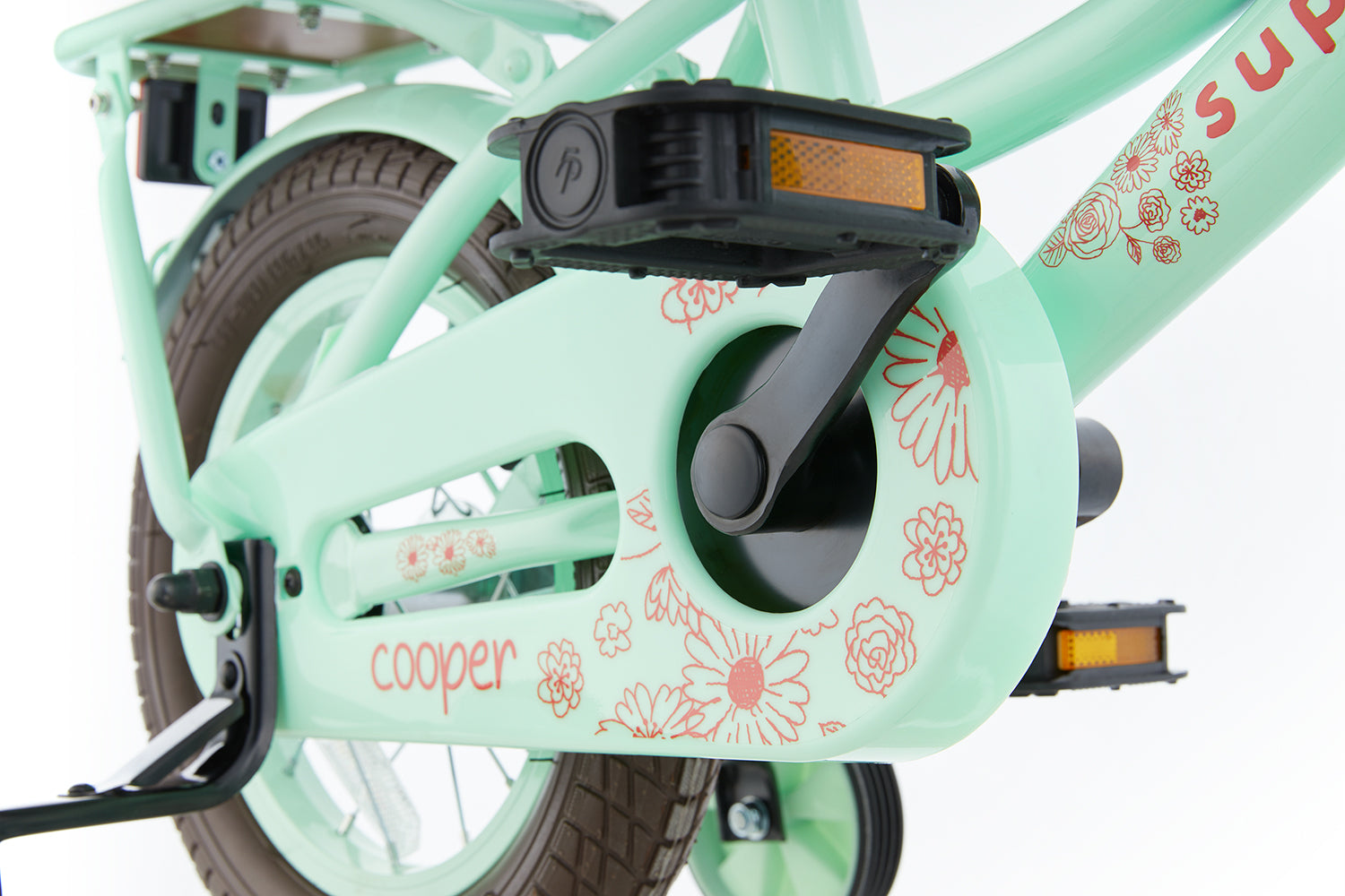 SuperSuper Cooper Bamboo 12 Kinderfiets Pistache – Inclusief Zijwieltjes, Duurzame & Veilige Kinderfiets met Lichtgewicht Ontwerp - AE-trading
