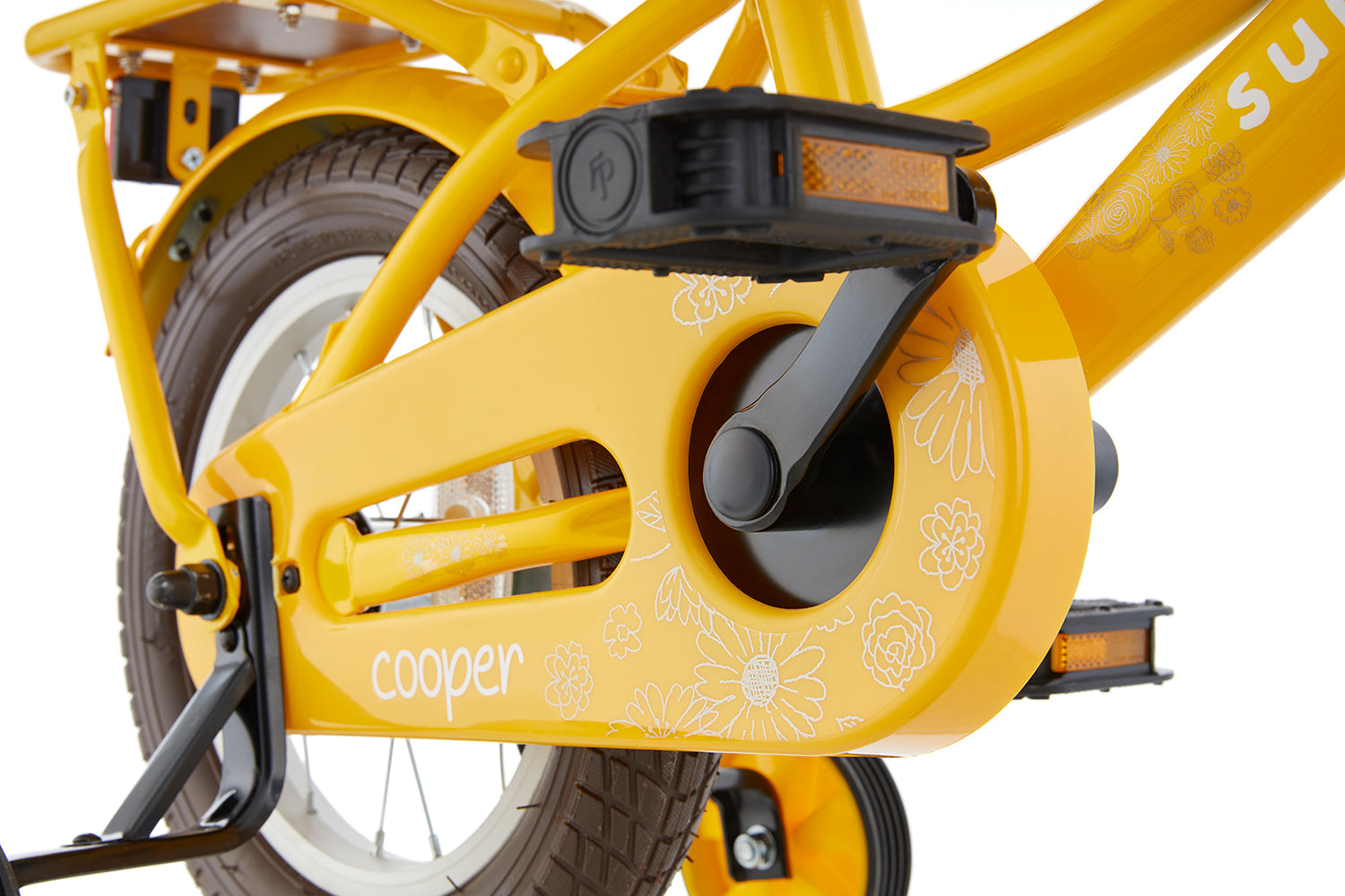 SuperSuper Cooper Bamboo 12 Kinderfiets Geel – Inclusief Zijwieltjes, Robuuste Kinderfiets met Aluminium Frame en Veiligheidshandvatten - AE-trading