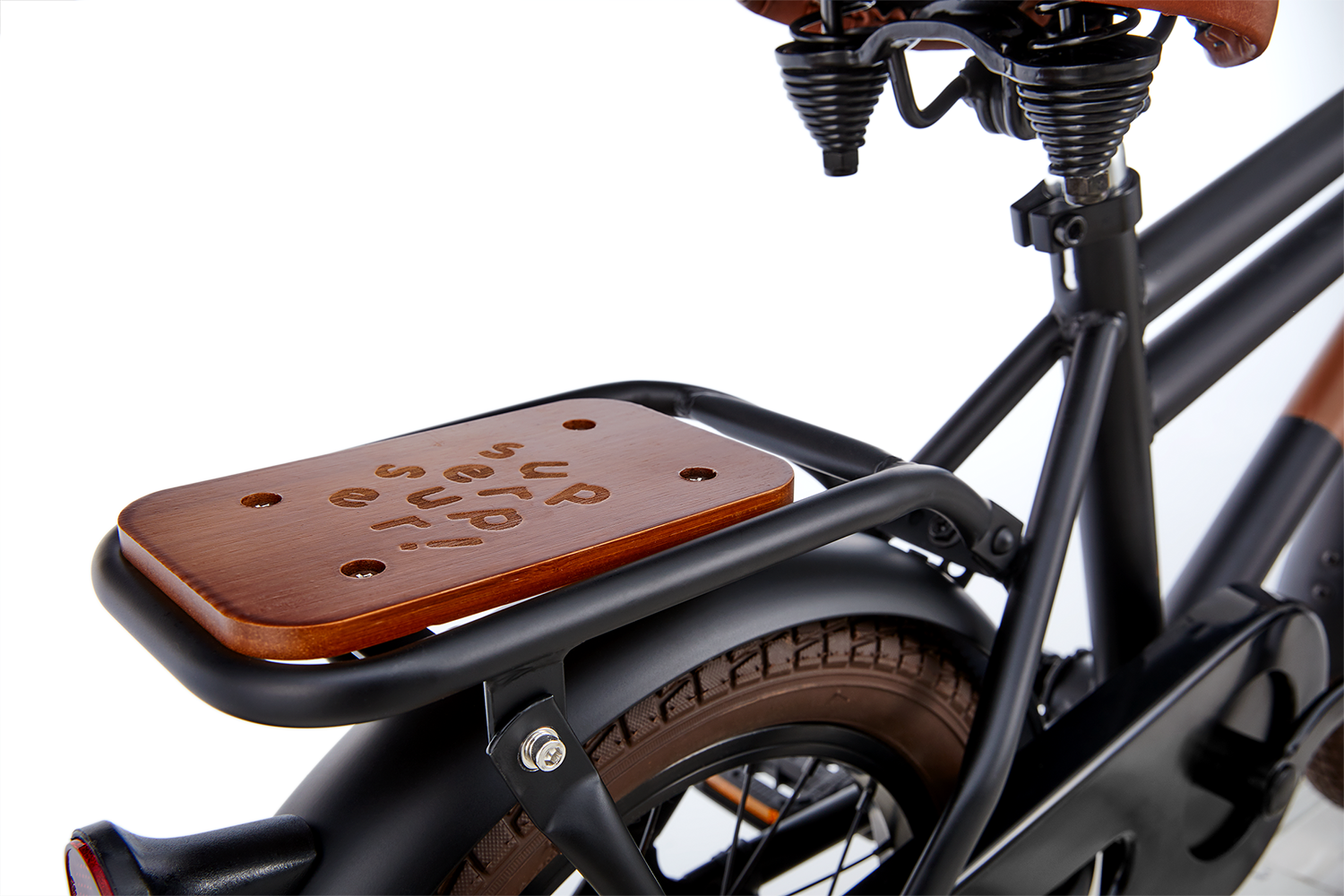 SuperSuper Cooper Bamboo 14 Boys Mat Zwart Kinderfiets – Duurzame Jongensfiets met Lichtgewicht Aluminium Frame & Veiligheidshandvatten - AE-trading