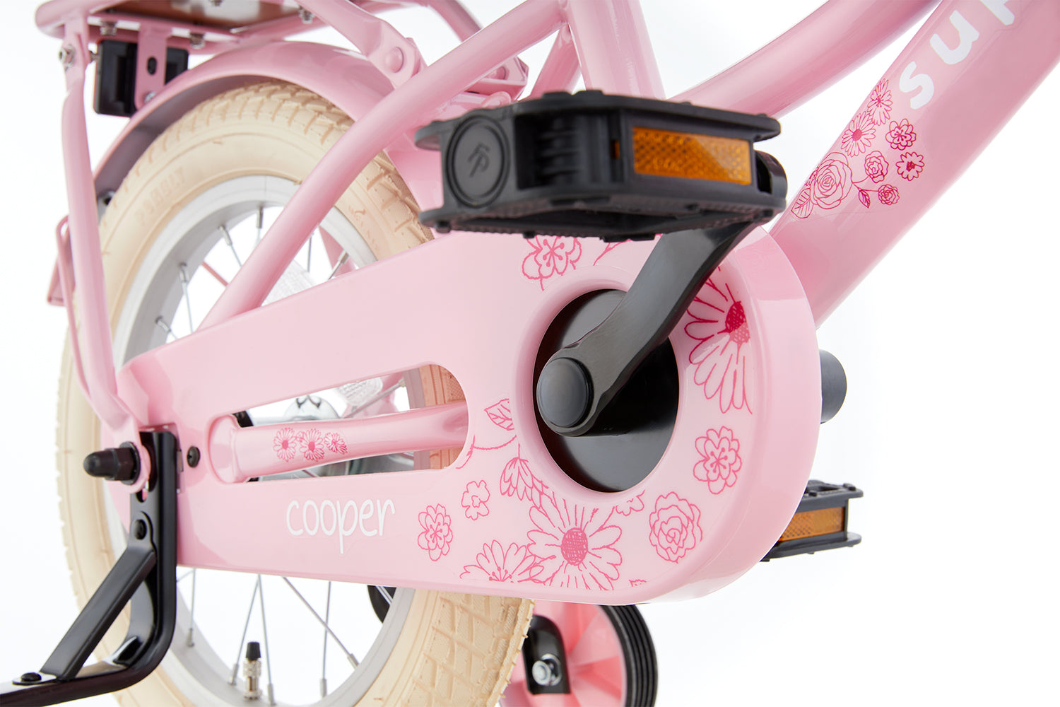 SuperSuper Cooper Bamboo 14 Kinderfiets Roze – Inclusief Zijwieltjes, Lichtgewicht Aluminium Frame & Veiligheid voor Beginners - AE-trading