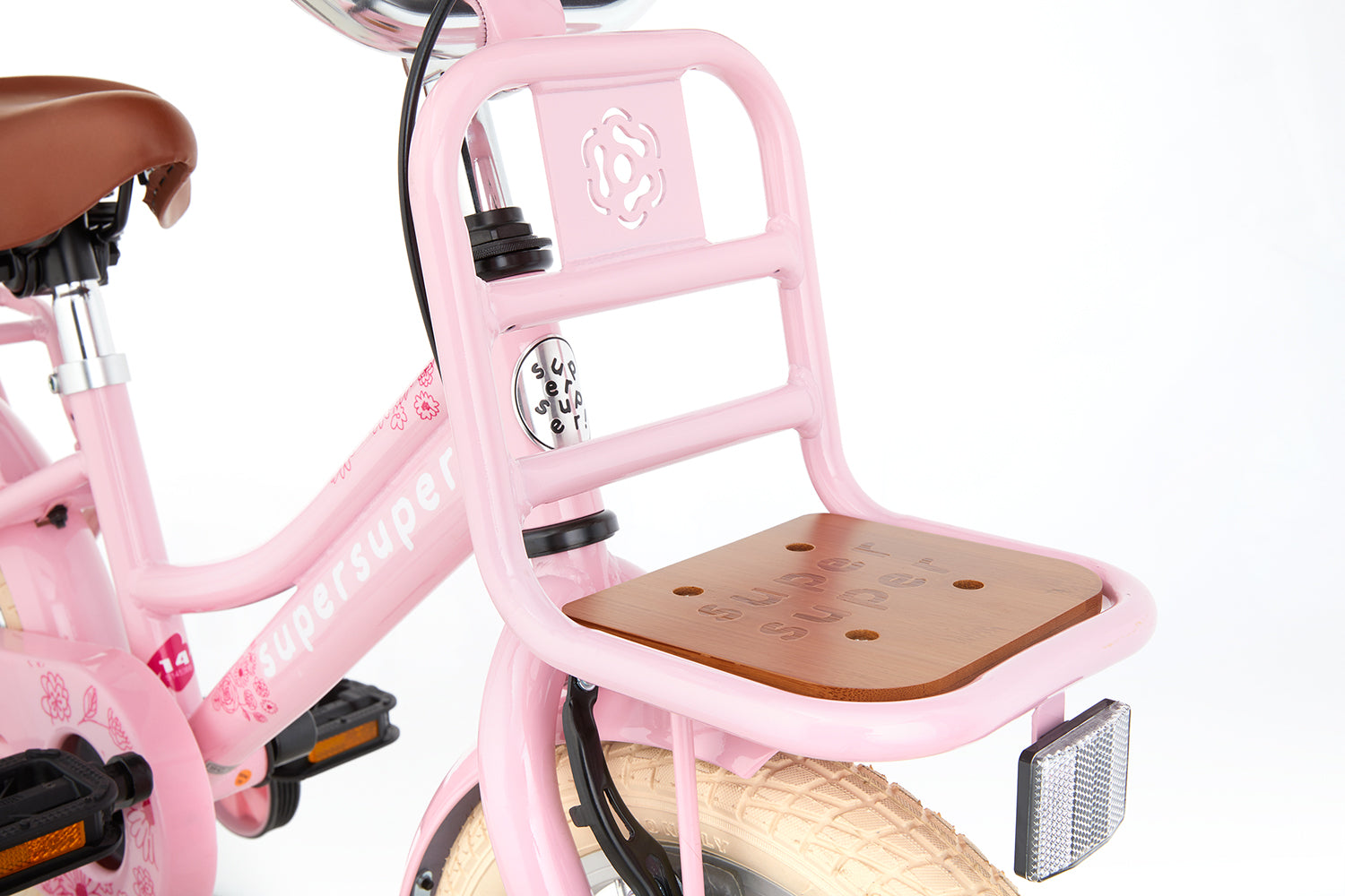 SuperSuper Cooper Bamboo 14 Kinderfiets Roze – Inclusief Zijwieltjes, Lichtgewicht Aluminium Frame & Veiligheid voor Beginners - AE-trading