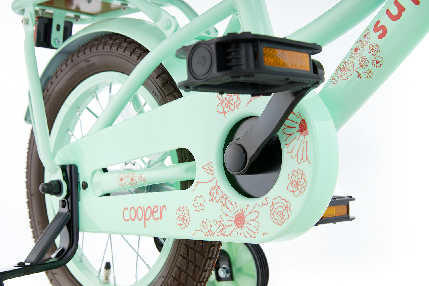SuperSuper Cooper Bamboo 14 Kinderfiets Pistache – Inclusief Zijwieltjes, Duurzame Kinderfiets met Comfortabel Zadel en Veiligheidskenmerken - AE-trading