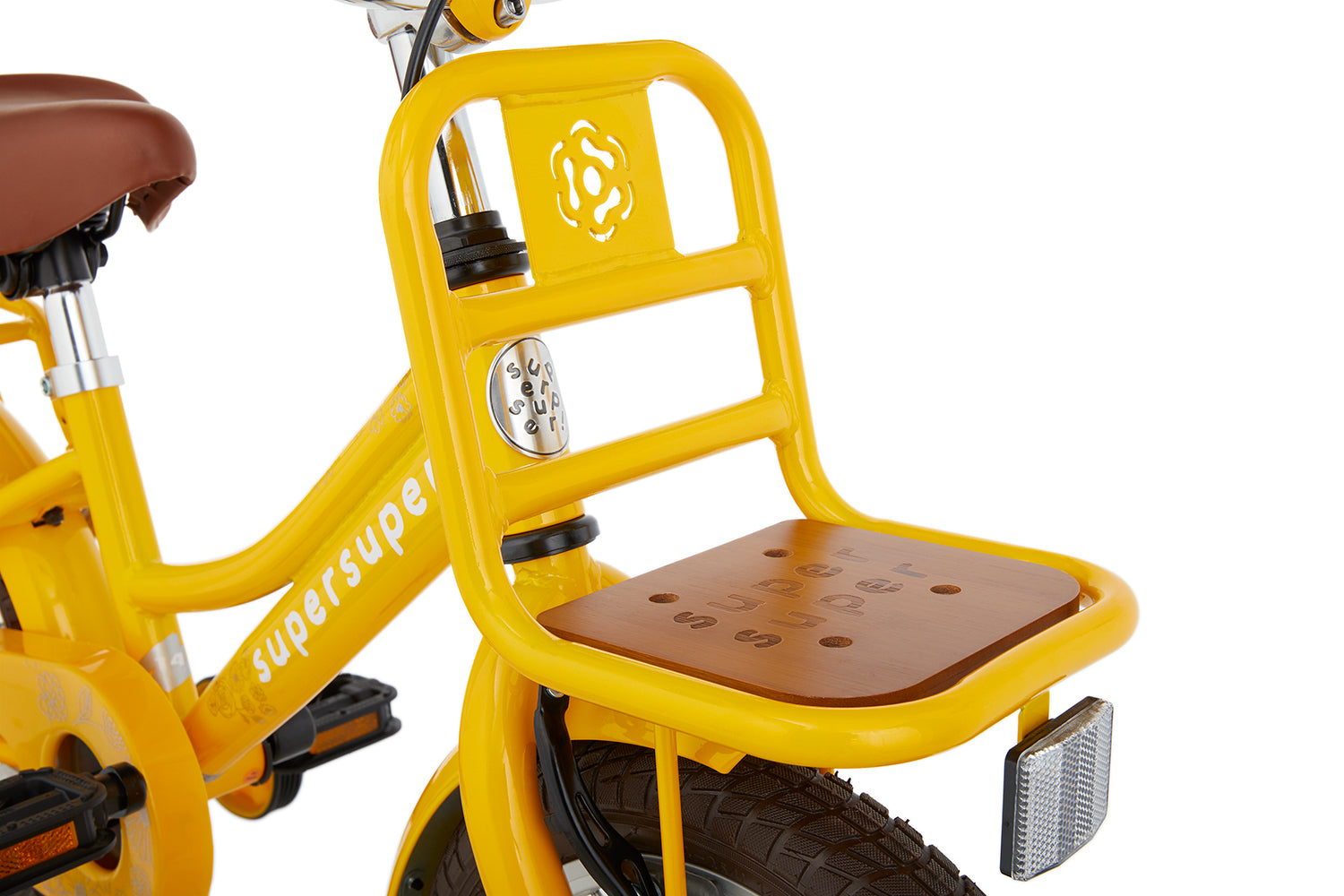 SuperSuper Cooper Bamboo 14 Kinderfiets Geel – Inclusief Zijwieltjes, Robuuste Kinderfiets met Aluminium Frame en Lichtgewicht Ontwerp - AE-trading