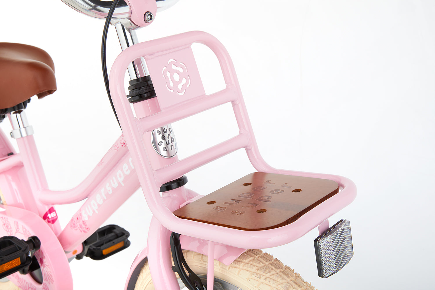 SuperSuper Cooper Bamboo 16 Kinderfiets Roze – Milieuvriendelijke Kinderfiets met Duurzaam Aluminium Frame en Betrouwbare Remmen - AE-trading