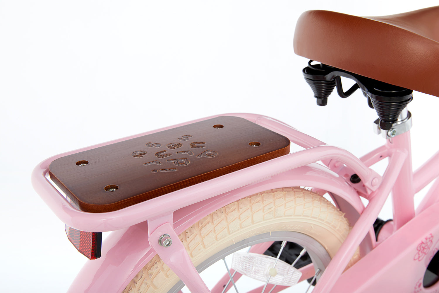 SuperSuper Cooper Bamboo 16 Kinderfiets Roze – Milieuvriendelijke Kinderfiets met Duurzaam Aluminium Frame en Betrouwbare Remmen - AE-trading