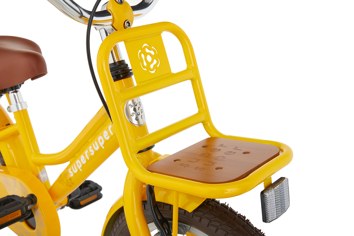 SuperSuper Cooper Bamboo 16 Kinderfiets Geel – Stevige Kinderfiets met Aluminium Frame en Betrouwbare Naafversnelling - AE-trading